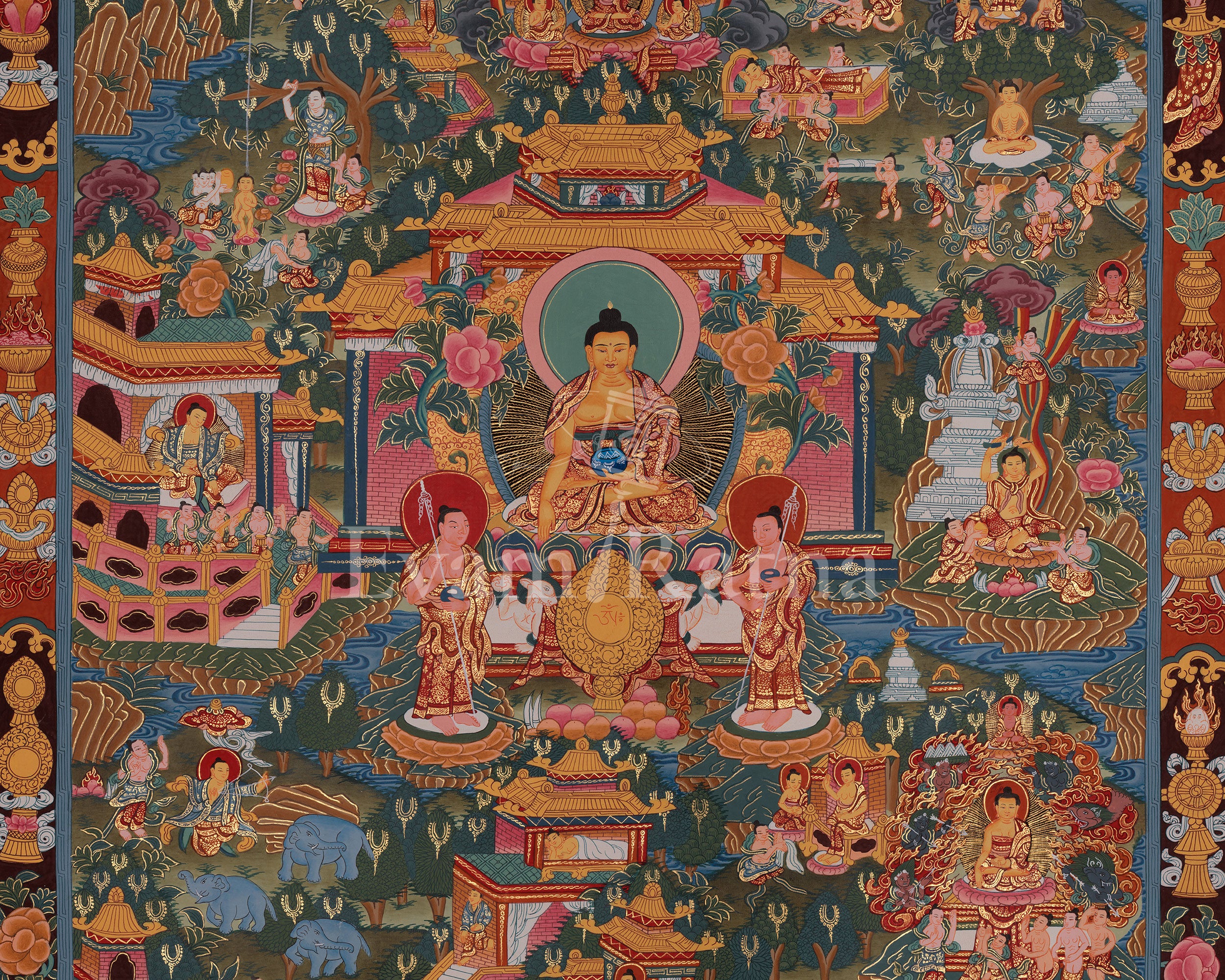 Sacred Buddha Life Story Artwork | Traditional Journey of Shakyamuni Buddha’s Enlightenment