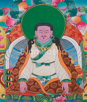 Sacred Thangka of Guru Marpha with Milarepa & Gampopa | Great Buddhist Masters