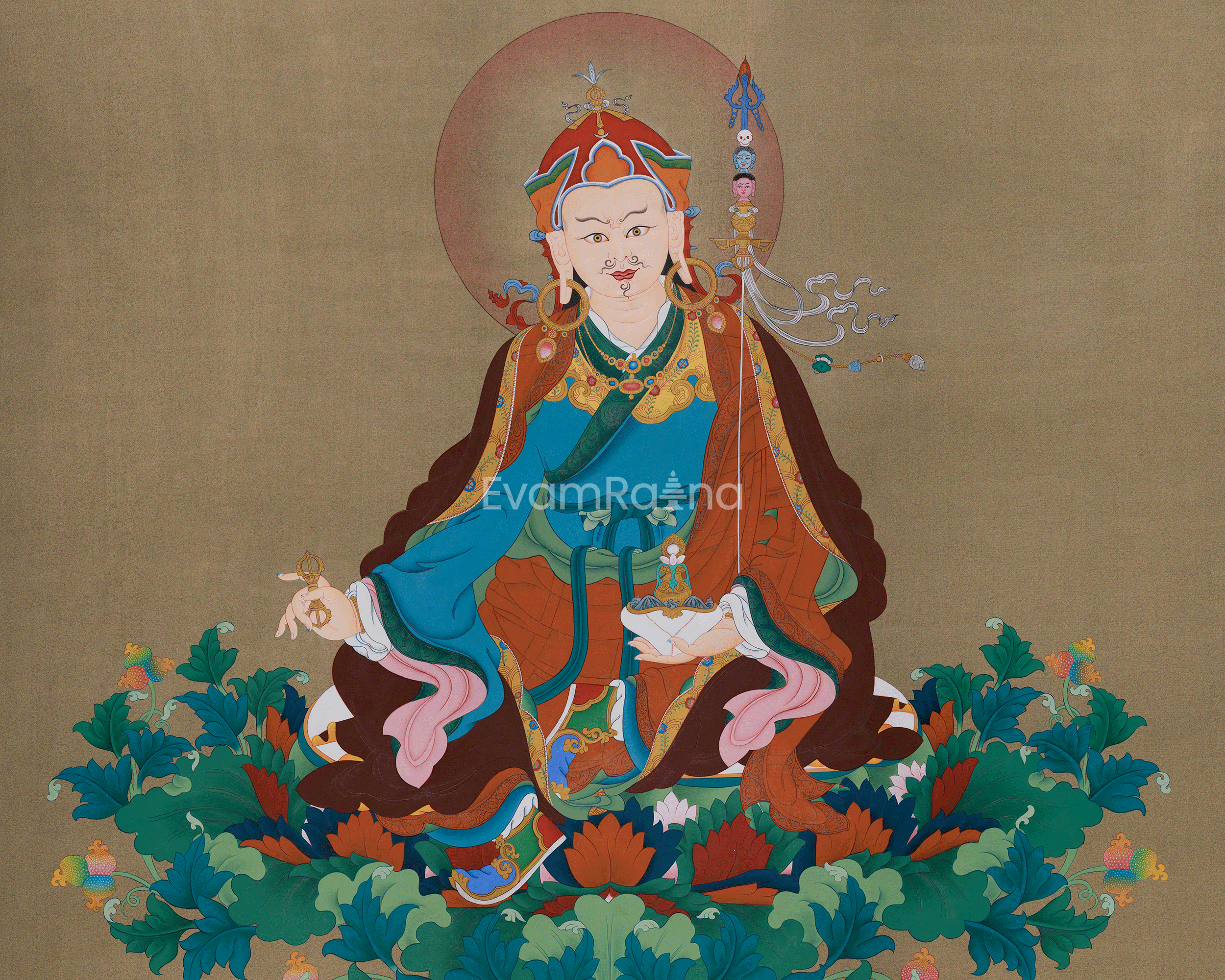 Traditional Padmasambhava Artwork | Thangka of the Guru Rinpoche, Second Buddha