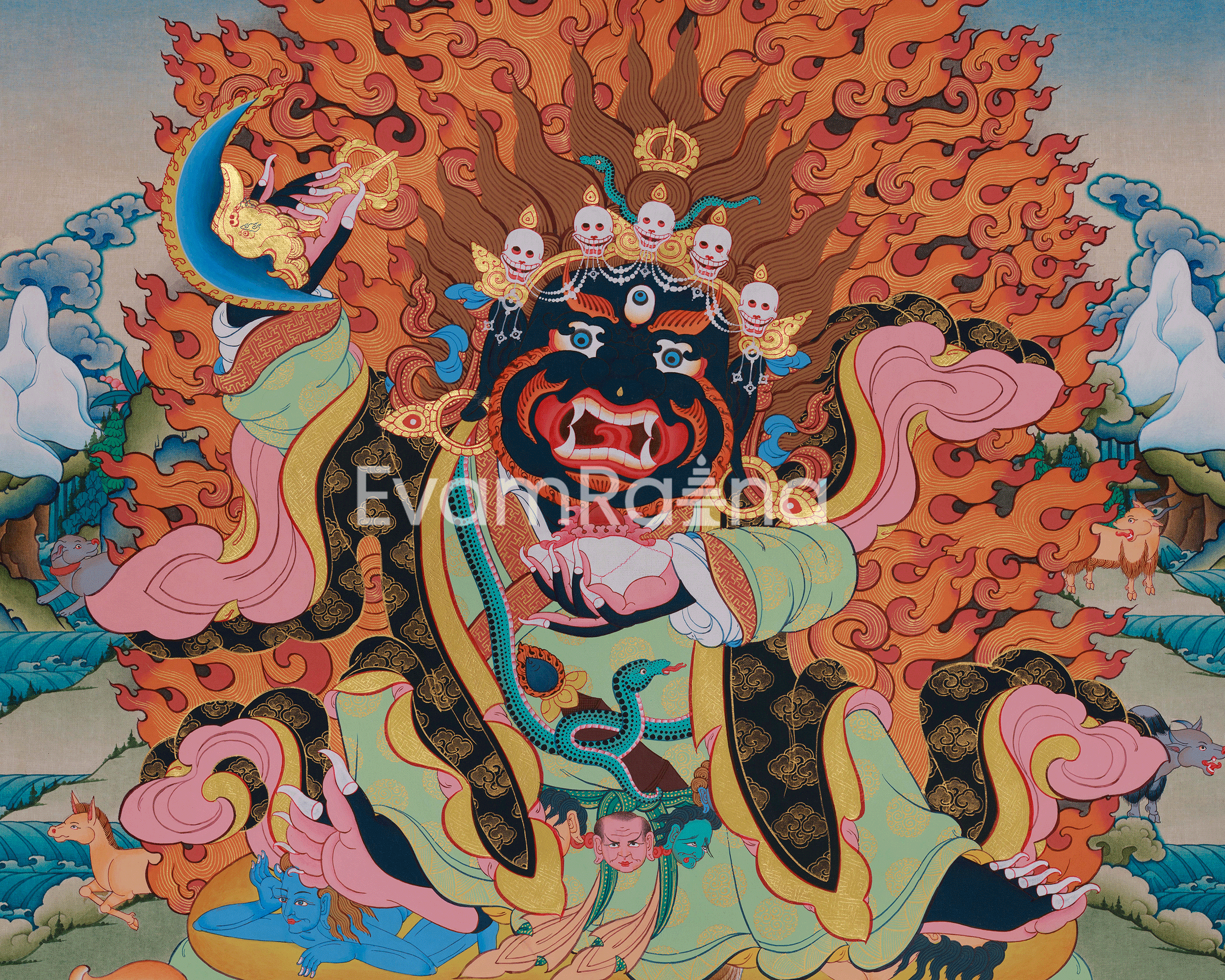 Mahakala Bernagchen Thangka | Tibetan Dharma Protector Art