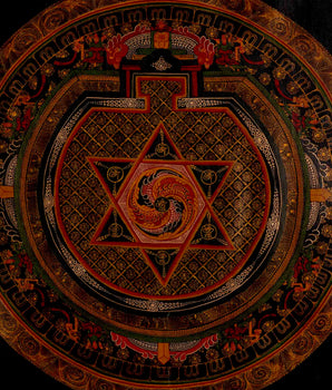 Oil Varnished Star Mandala Tibetan Thangka | Mandala Art