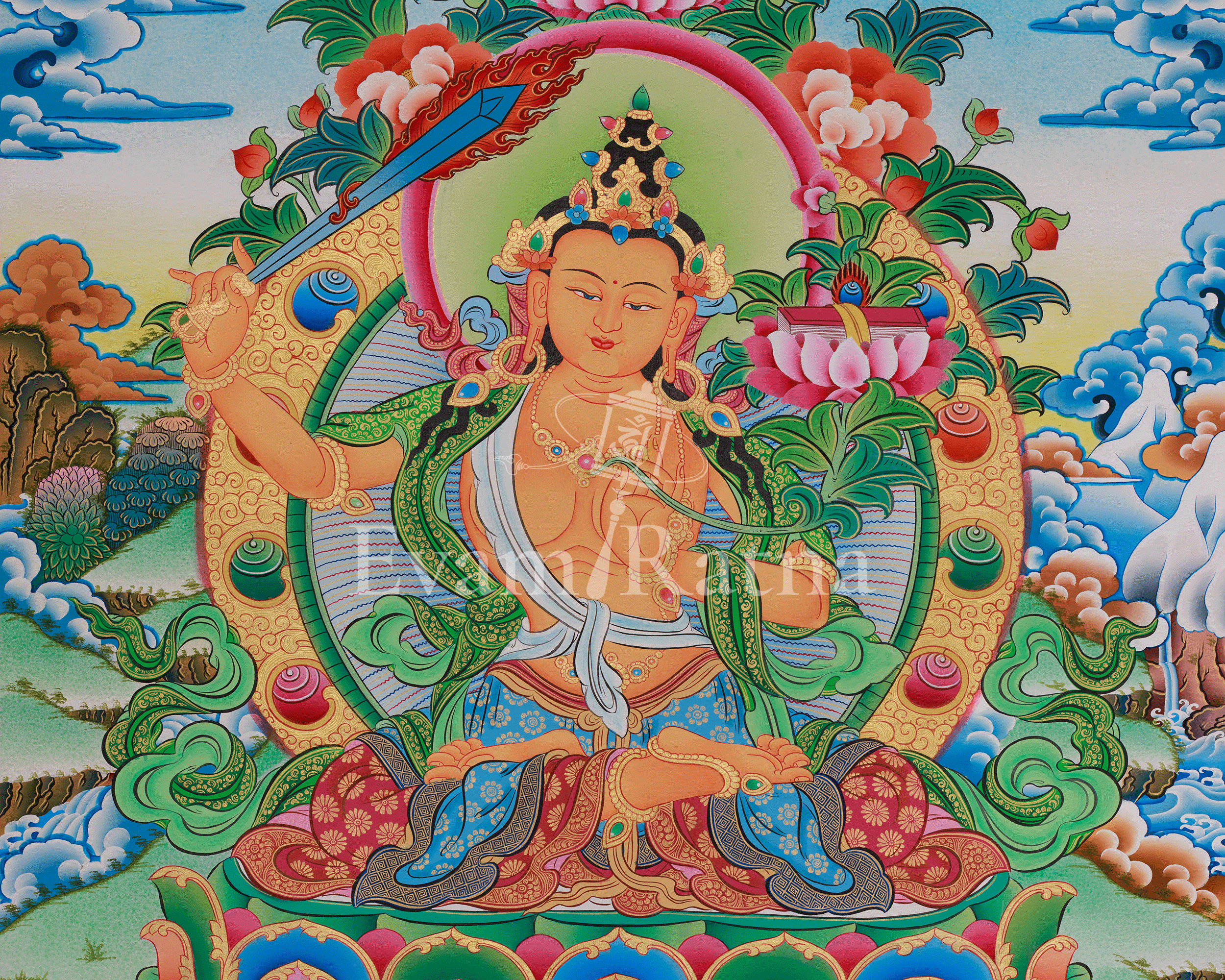 Manjushri the Buddha of Wisdom Thangka | Enlightened Insight