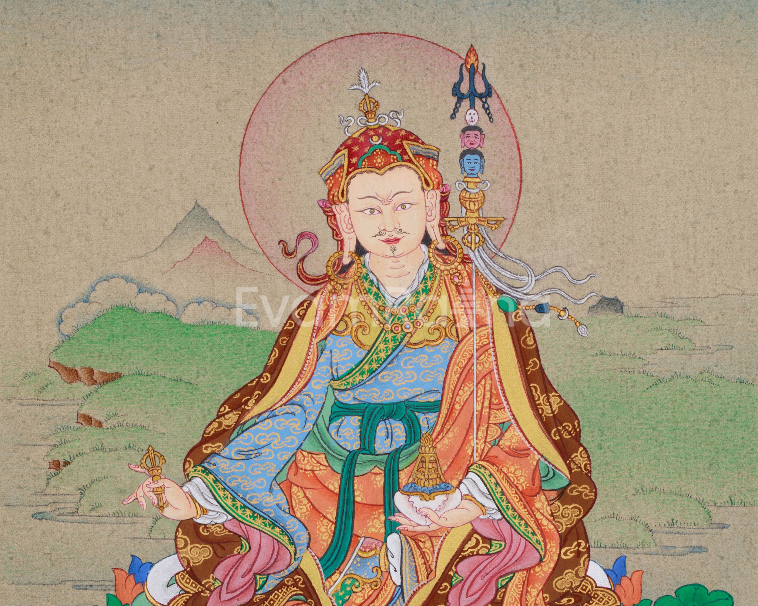 Handmade Guru Padmasambhava Thangka | The Lotus-Born Master of Enlightenment