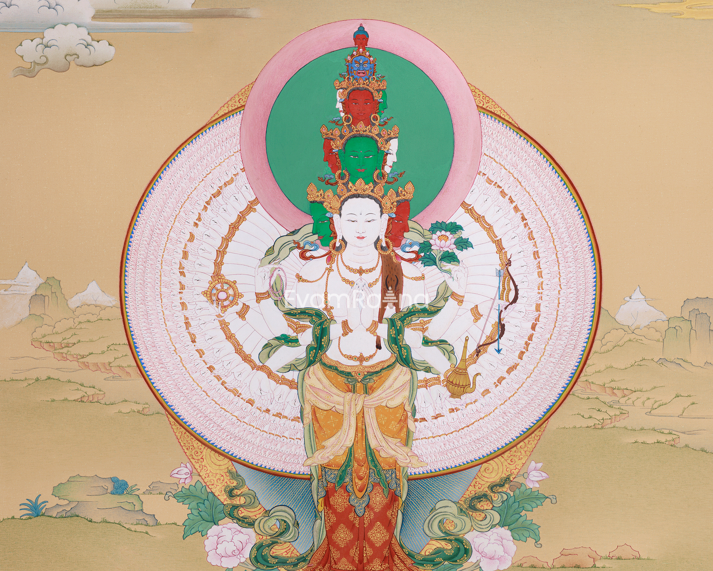 Hand-Painted 1000-Armed Chenrezig | The Bodhisattva of Compassion and Protection
