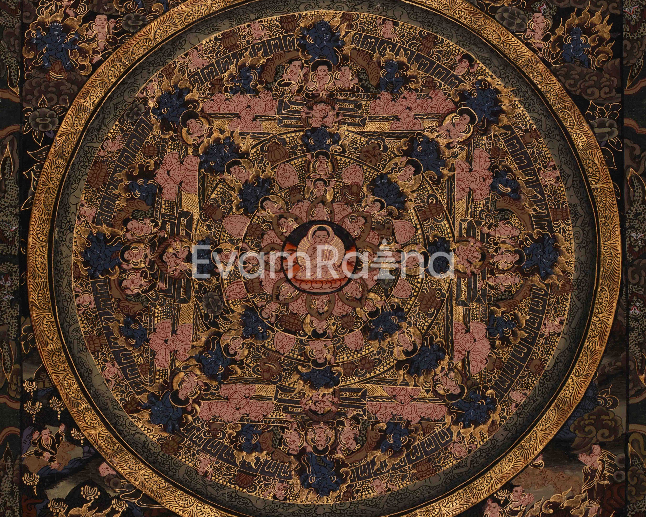 Buddha Mandala Wall Art | Symbolizing the Enlightened Universe | Sacred Thangka