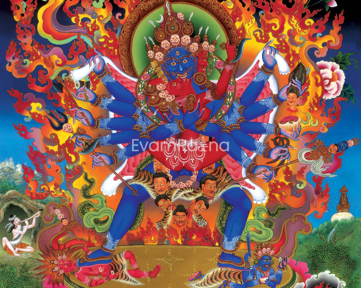 Tibetan Chakrasambhara Thangka Prints | Wrathful Deity Digital Print