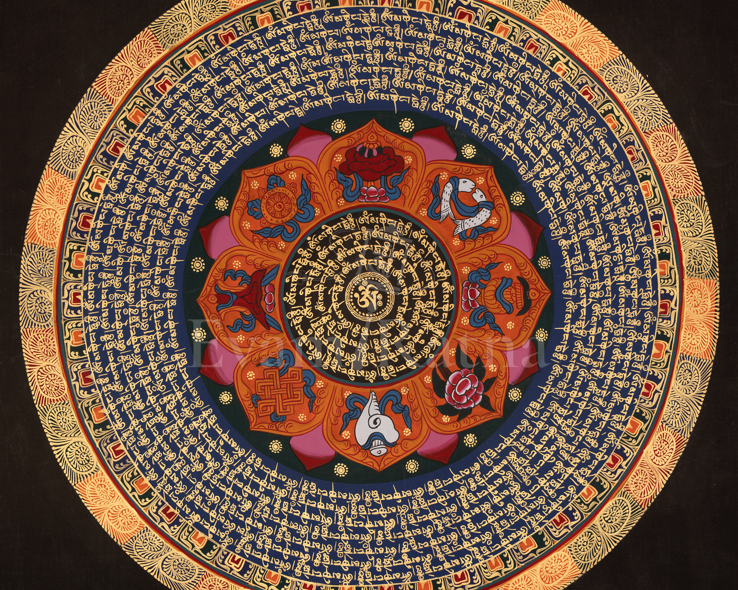 Mantra Mandala Himalayan Art | Traditional Buddhist Artwork | Buddhist Visual Thangka