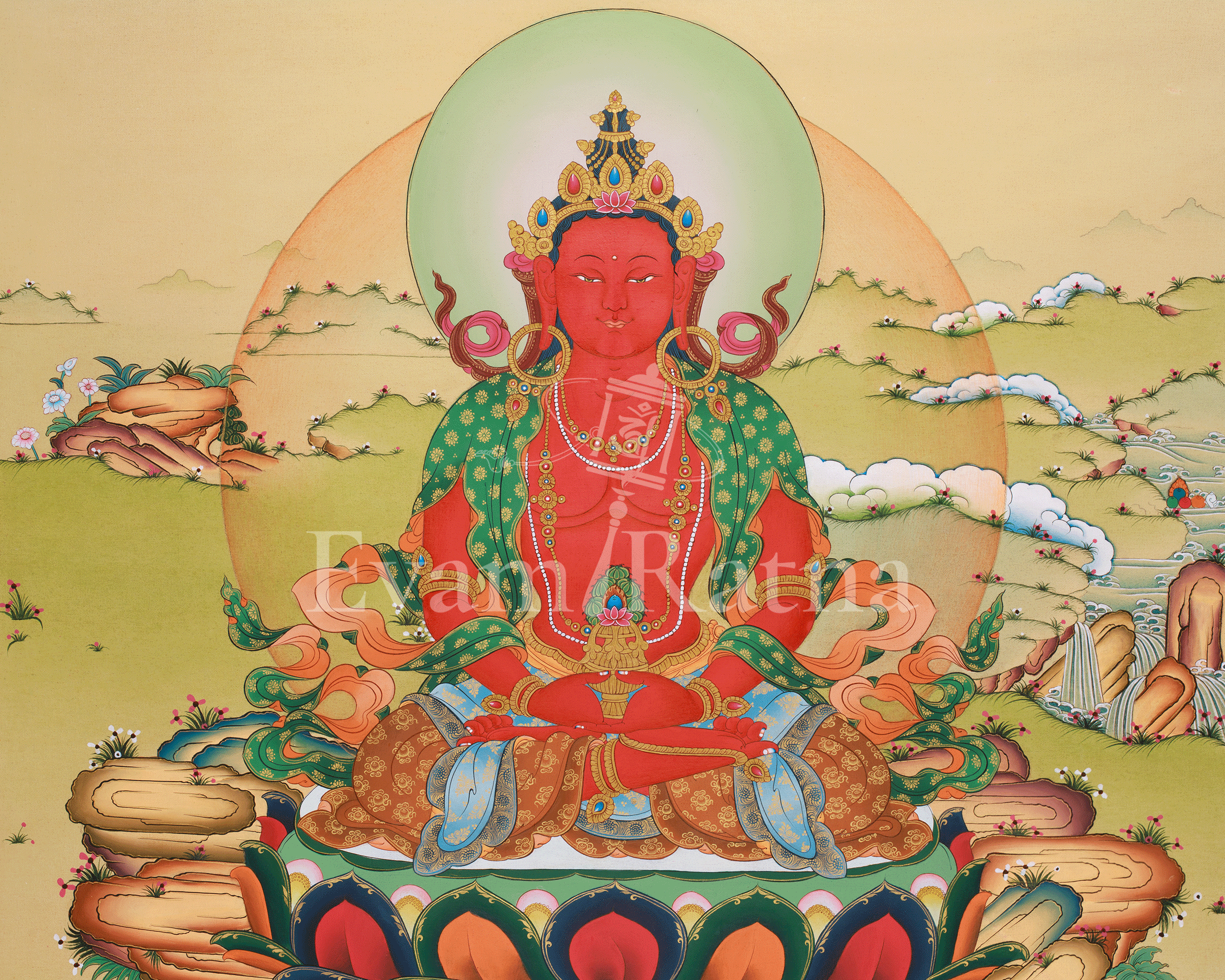 Amitayus Buddha Sacred Art | Buddha of Infinite Life, Longevity, and Merit