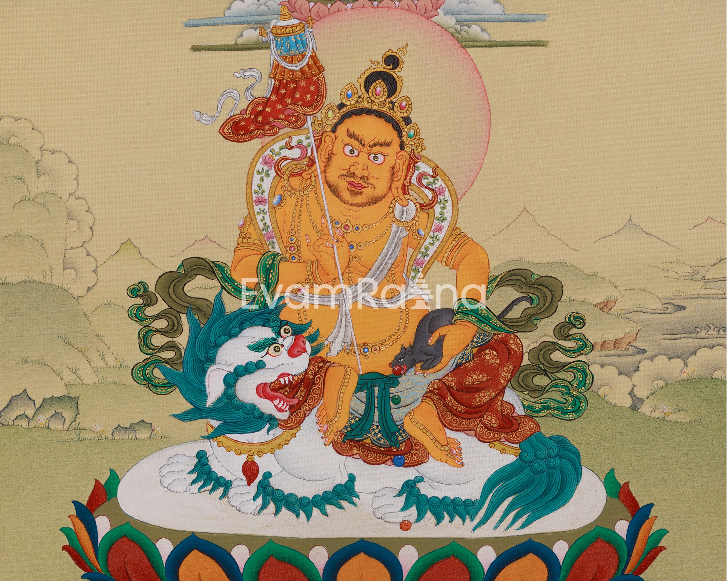 Himalayan Thangka of Namtoshe with Ratnasambhava | Sacred Wealth and Wisdom Art