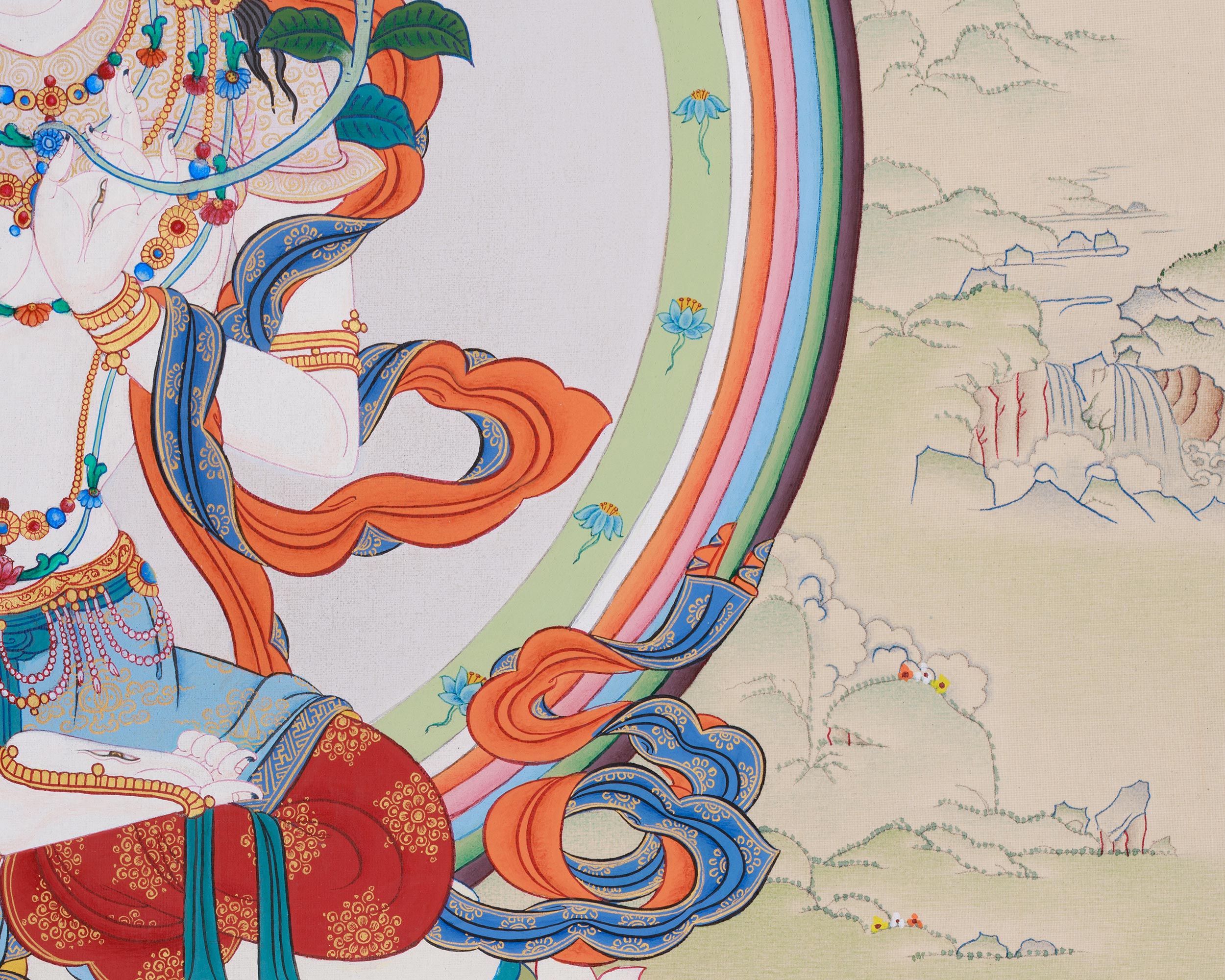 Bodhisattva White Tara Painting | Tibetan Goddess of Compassionate Healing