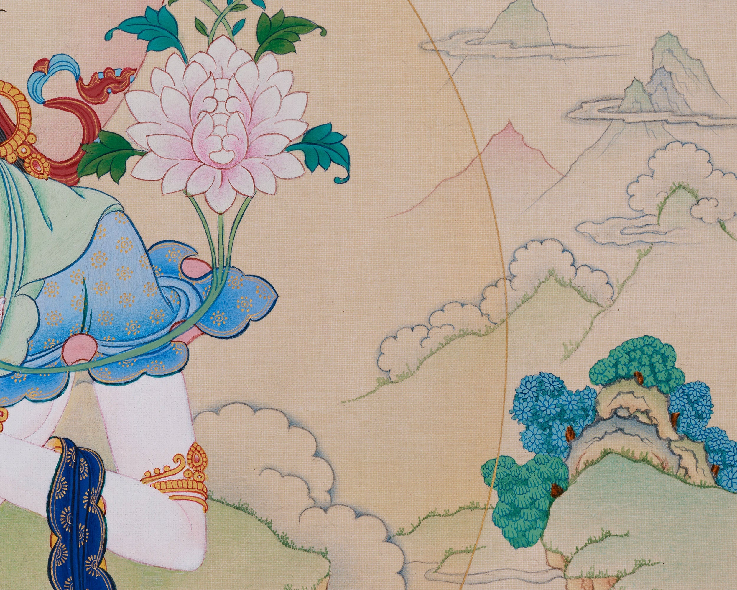 White Tara 24 Inches Thangka | Tibetan Painting of Compassion and Longevity