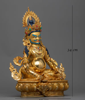yellow dzambhala copper sculpture