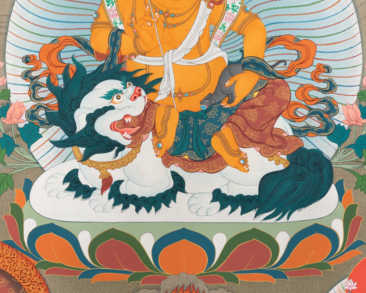 5 Jambhala Thangka Print | Buddhist Wealth Deity, Dzambhala | Artwork for Prosperity and Success