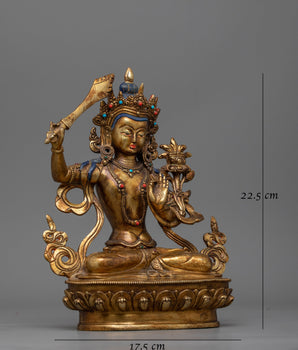 Manjushri Antique Touch Statue | Beacon of Wisdom and Insight