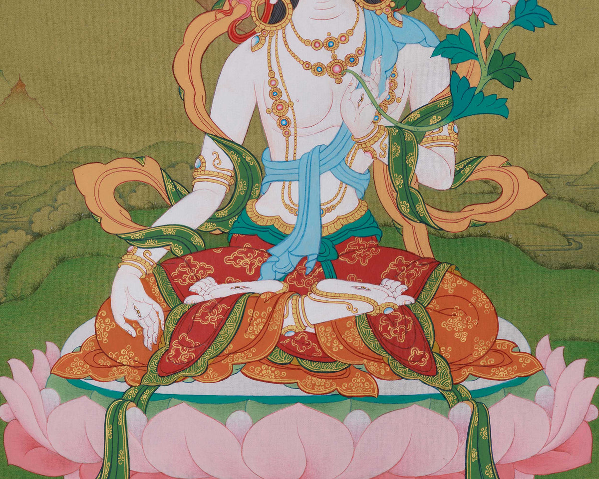 Healing Deity White Tara Thangka | Sita Tara | Wall Hanging