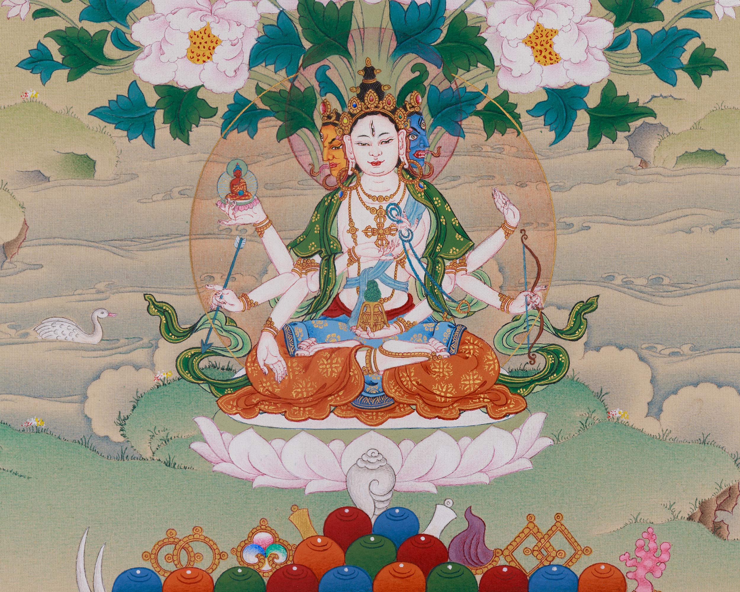 White Tara Tibetan Art | Compassion Goddess | Seven Eyed Goddess