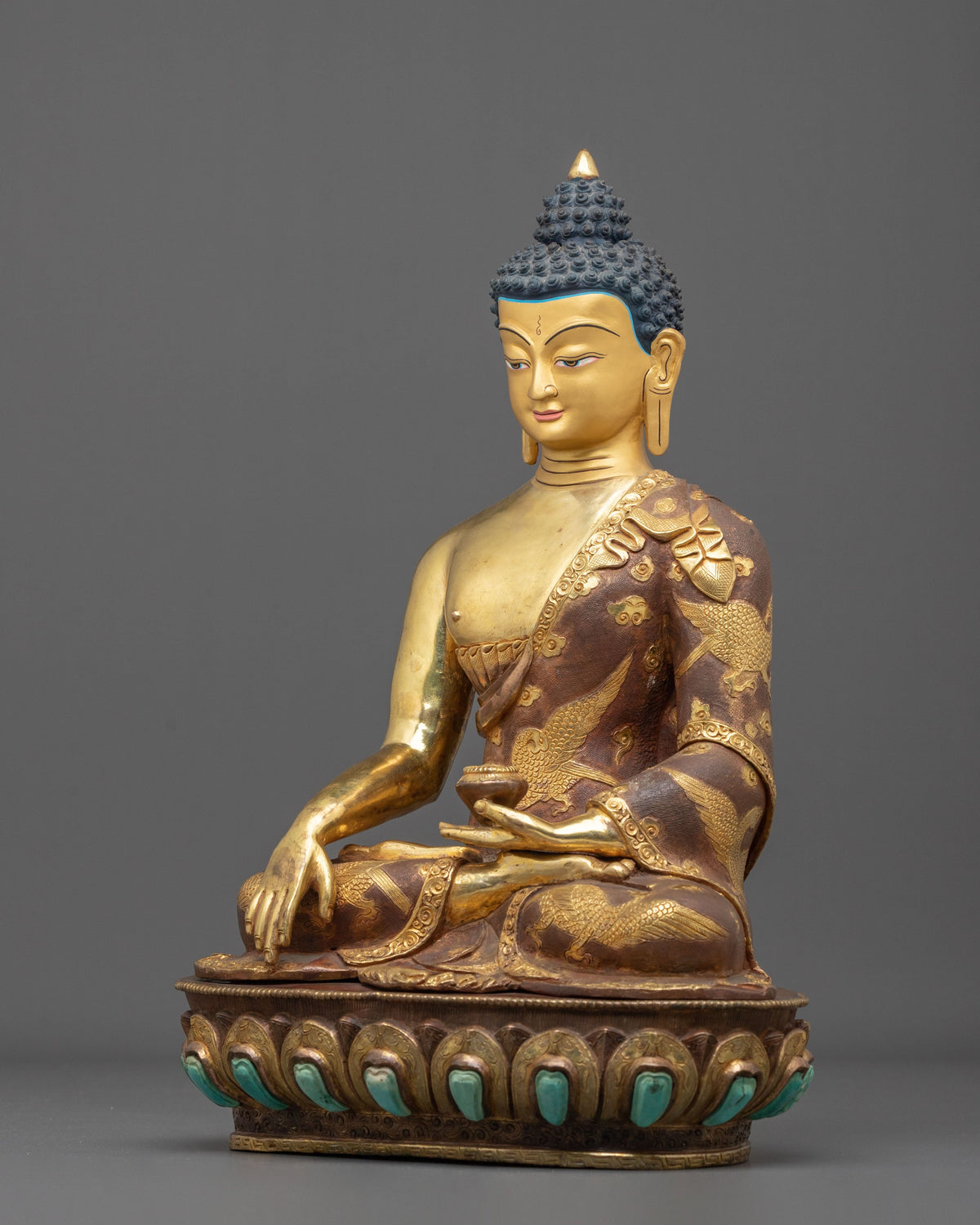 Historical Namo Buddha Shakyamuni Sculpture | Gold Plated Buddha Statue
