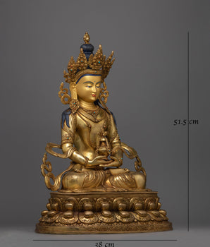 Gold-Gilded Amitayus Figure | Symbol of Infinite Life and Compassion