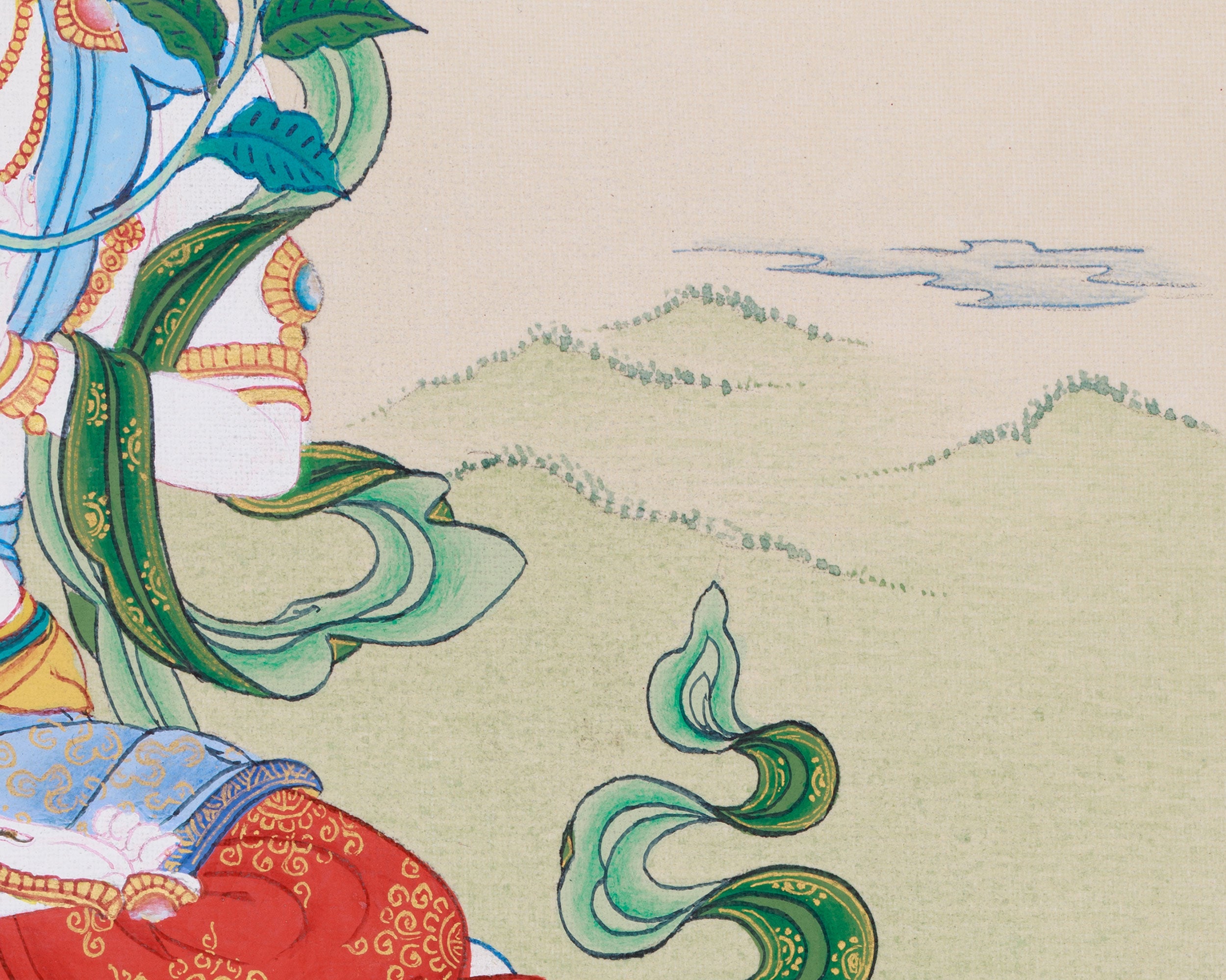 Female Buddhist White Tara Thangka | Symbol of Divine Protection and Peace