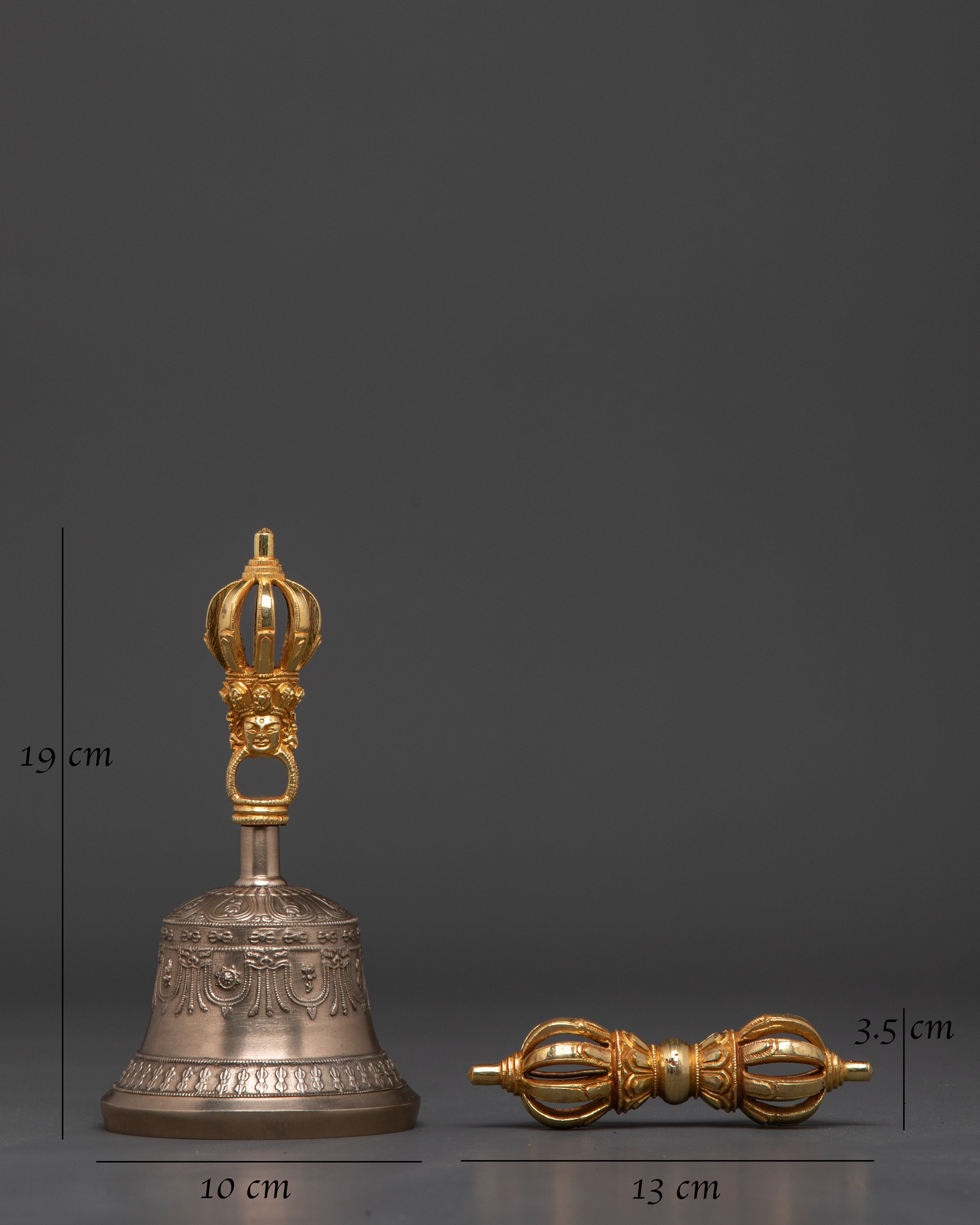 Brass Vajra and Bell for Ritual Ceremonies | Tibetan Buddhist Bell and Vajra