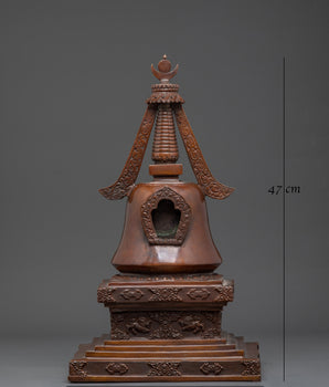 Handcrafted Copper Buddhist Stupa | Tibetan Oxidized Relic for Spiritual Practice