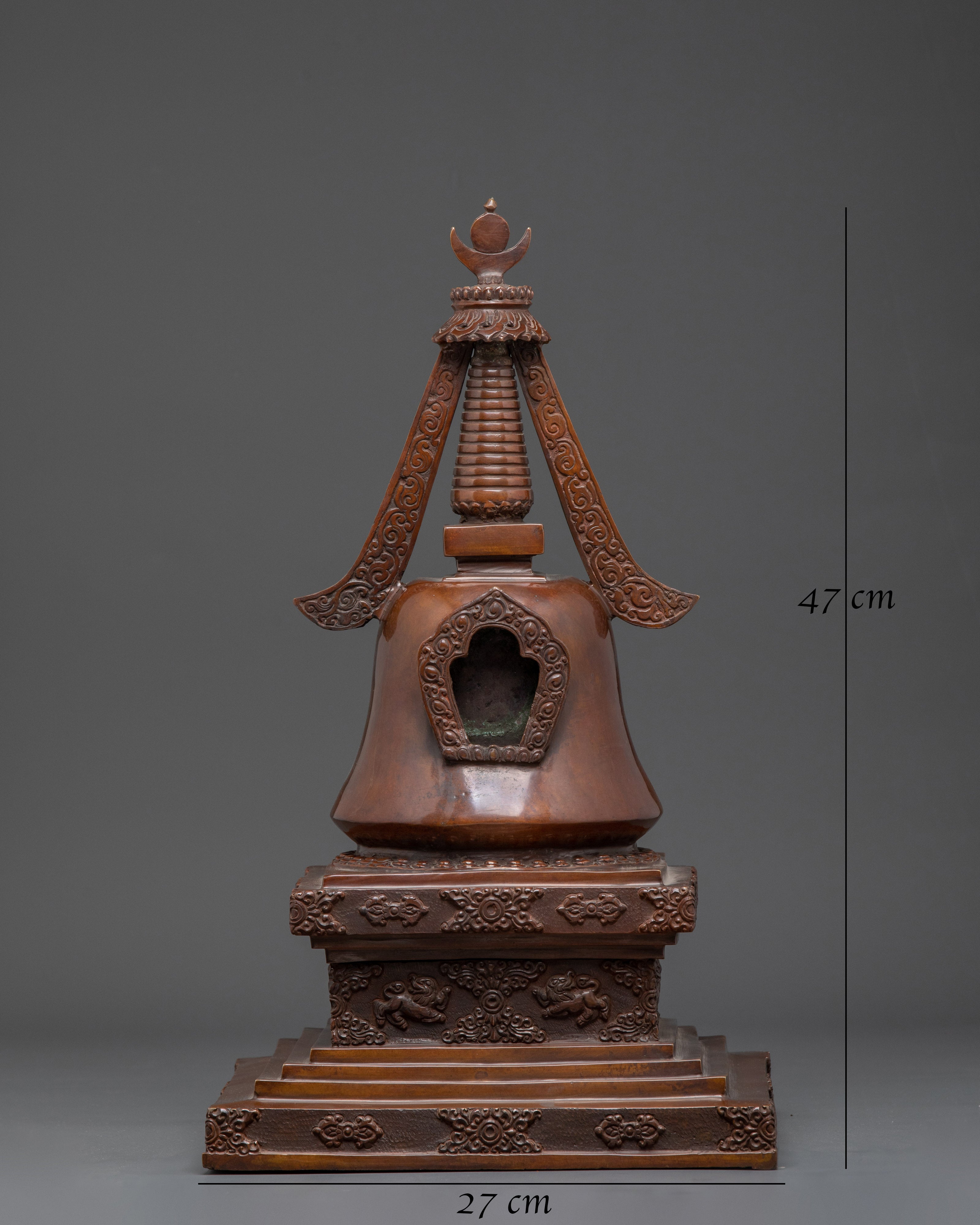 Handcrafted Copper Buddhist Stupa | Tibetan Oxidized Relic for Spiritual Practice