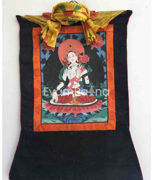 Vintage White Tara Thangka Painting