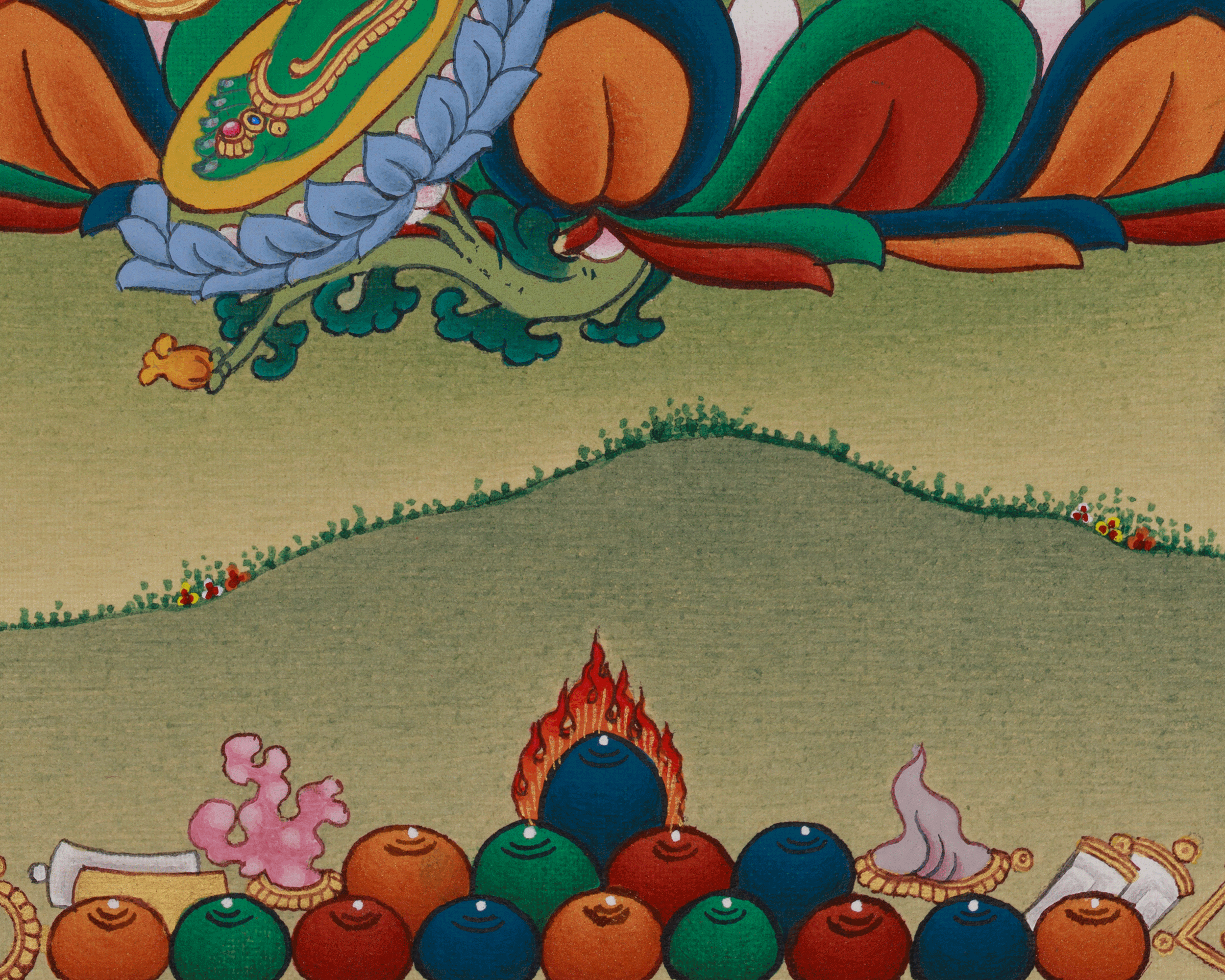 Hand Painted Green Tara Thangka | Compassion, Protection, and Swift Blessings