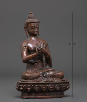 Oxidized Copper handmade Vairocana Sculpture: Cosmic Buddha