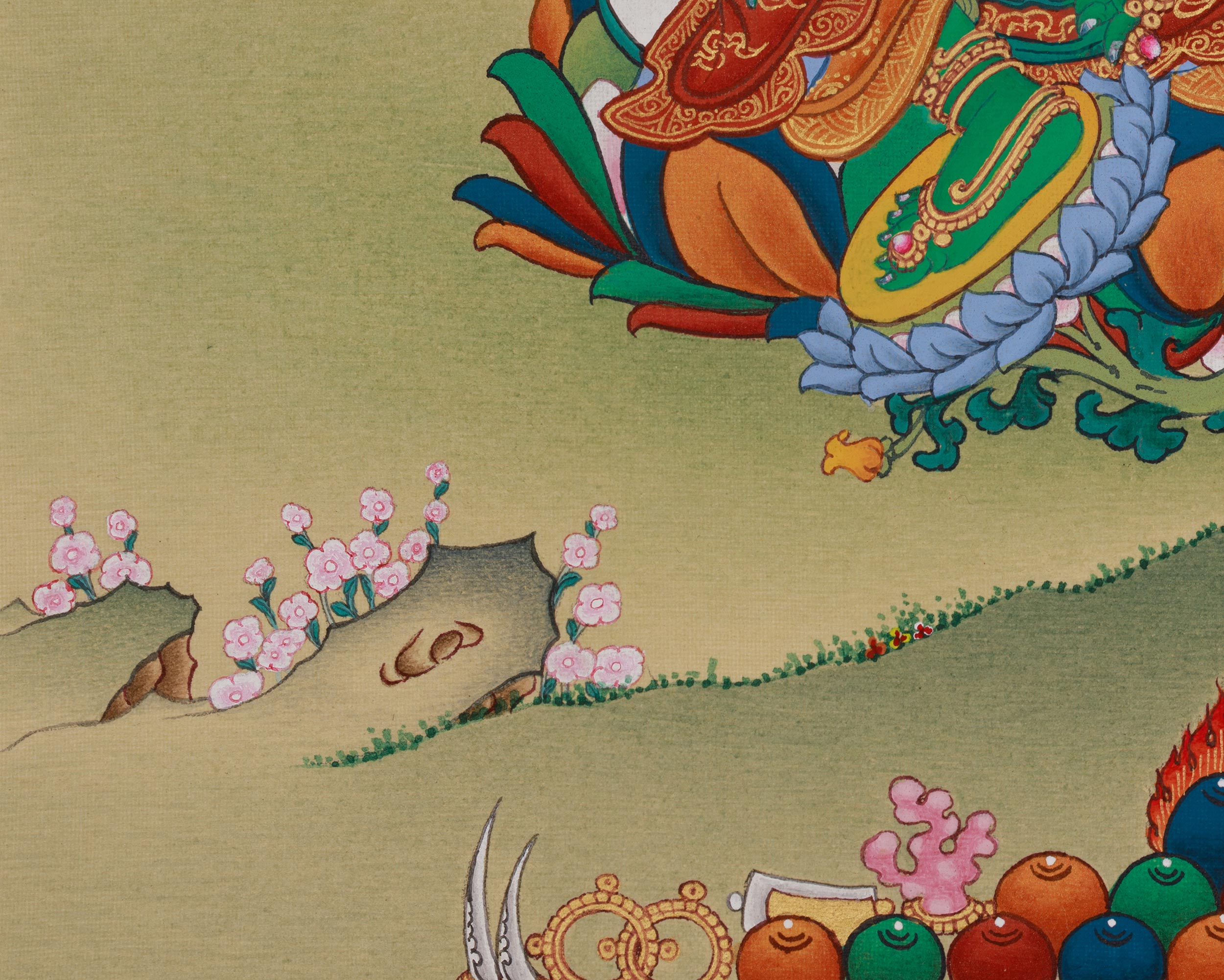 Green Tara with Amitabha Buddha Art | Swift Action Deity | Buddha of Infinite Light