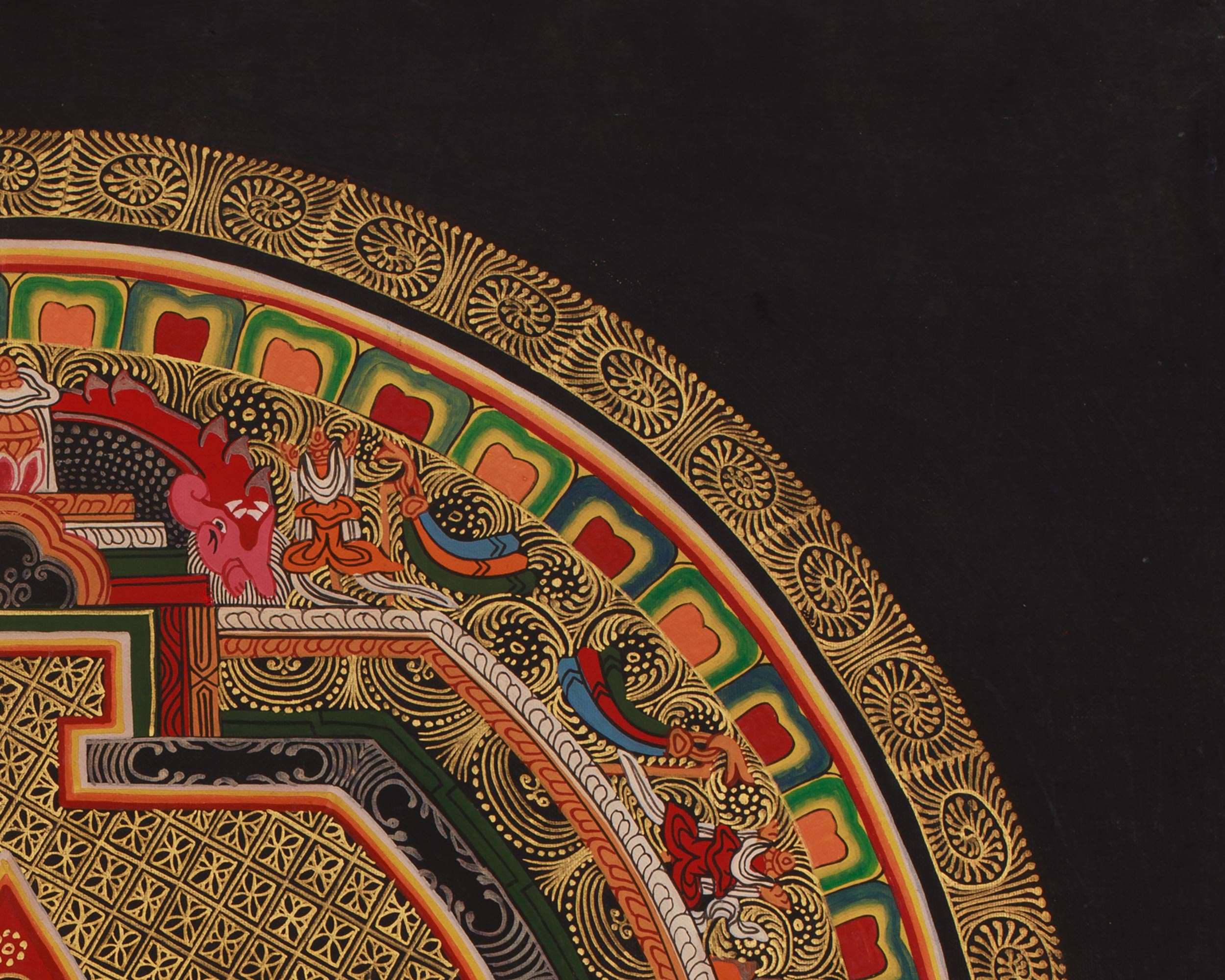 Tibetan Artwork of Mantra Mandala | Meditation Altar