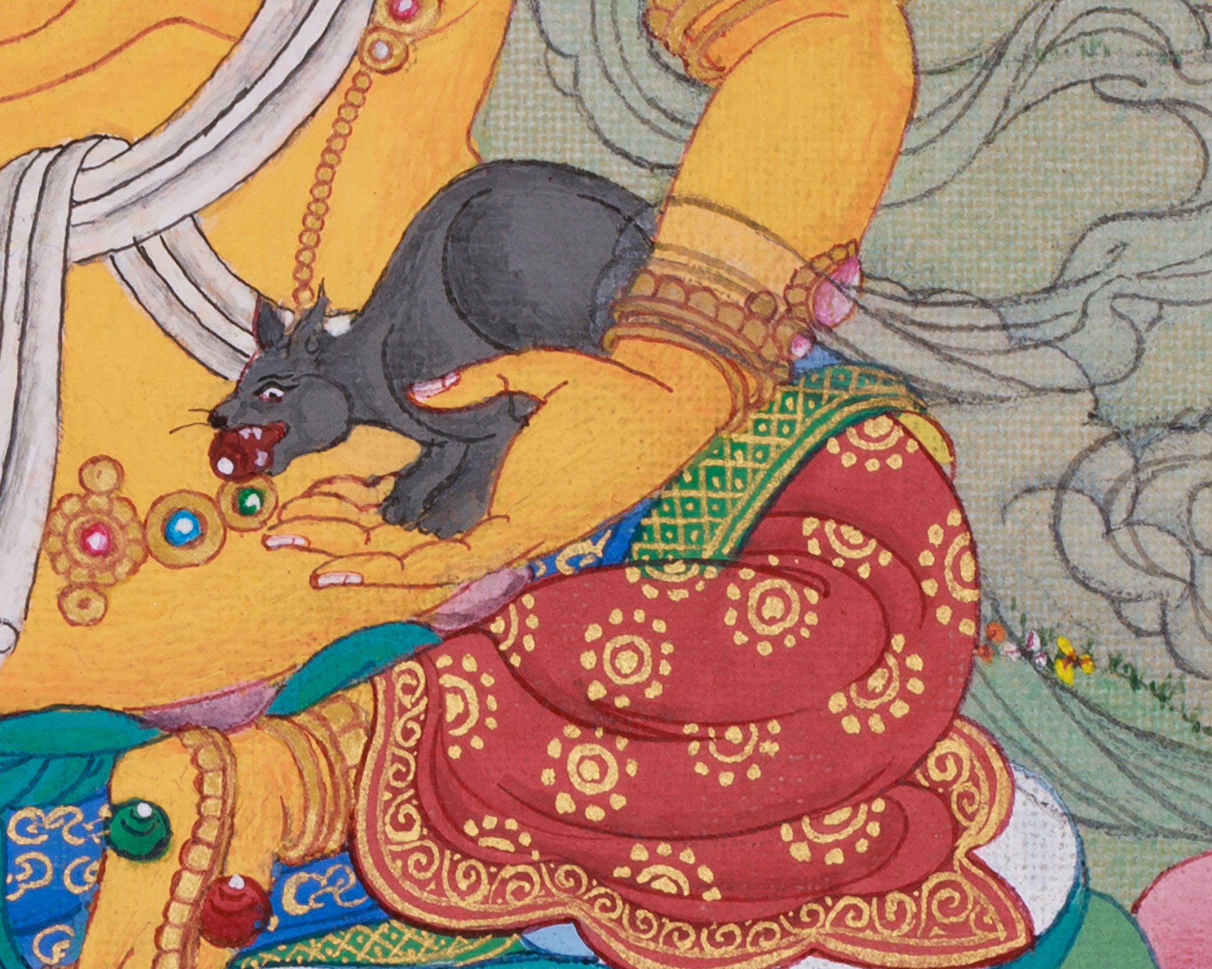 Mini Yellow Dzambhala | Tibetan Buddhist Prosperity Art