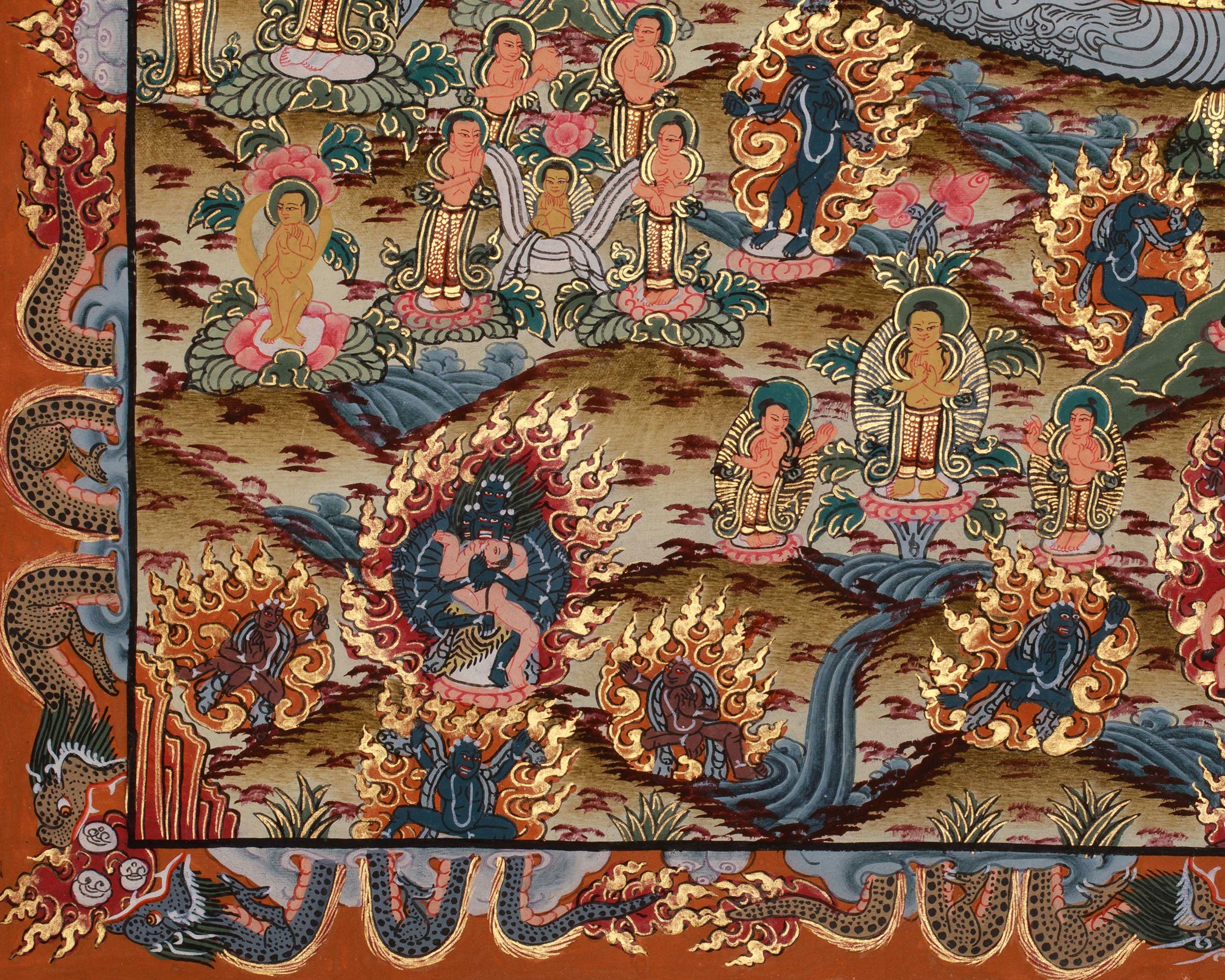 Sacred Mandala Artwork | Hand Painted Buddhist Thangka | Home Decor