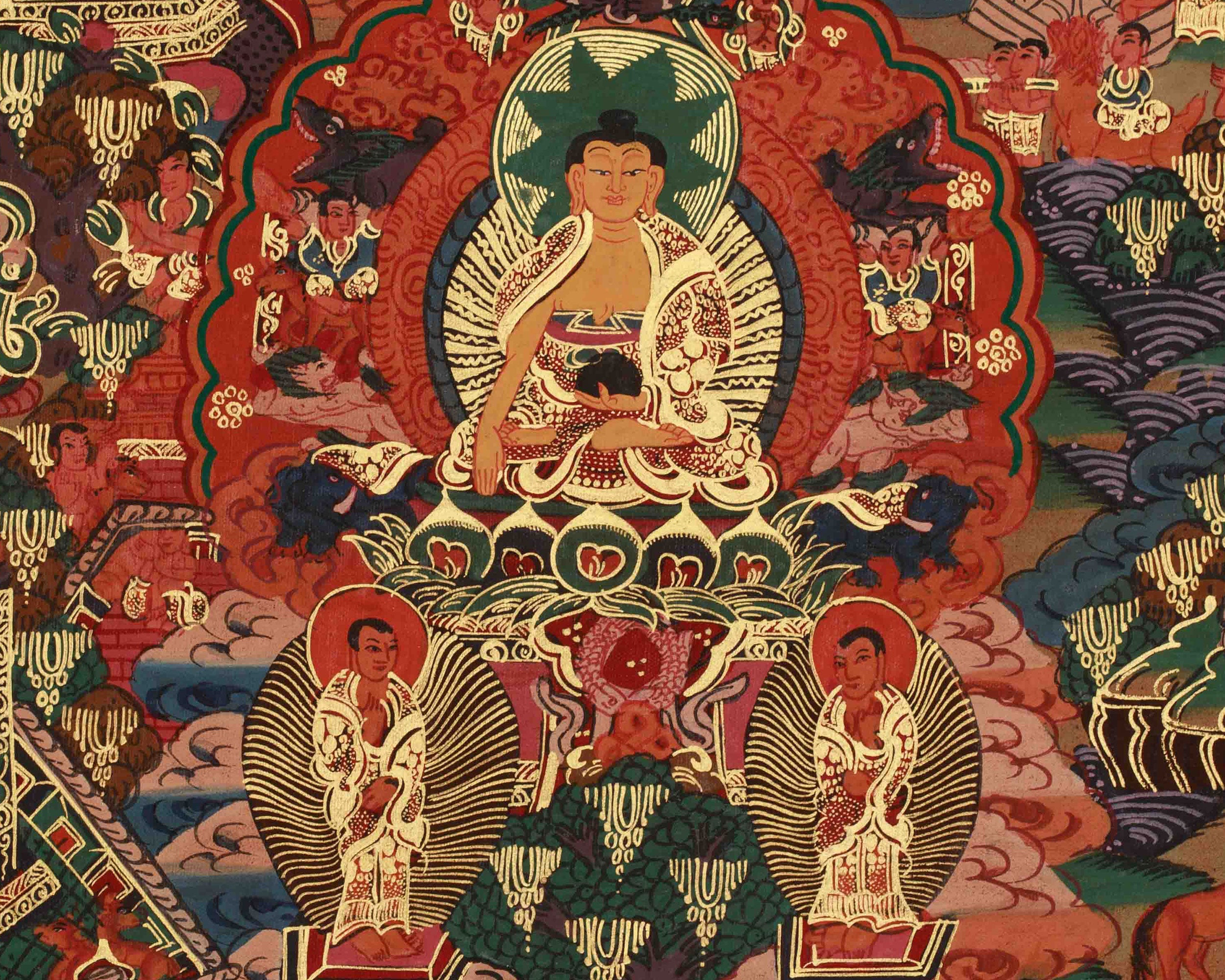 Sacred Buddha Life Story Thangka | Siddhartha Gautama | Spiritual Path To Enlightenment