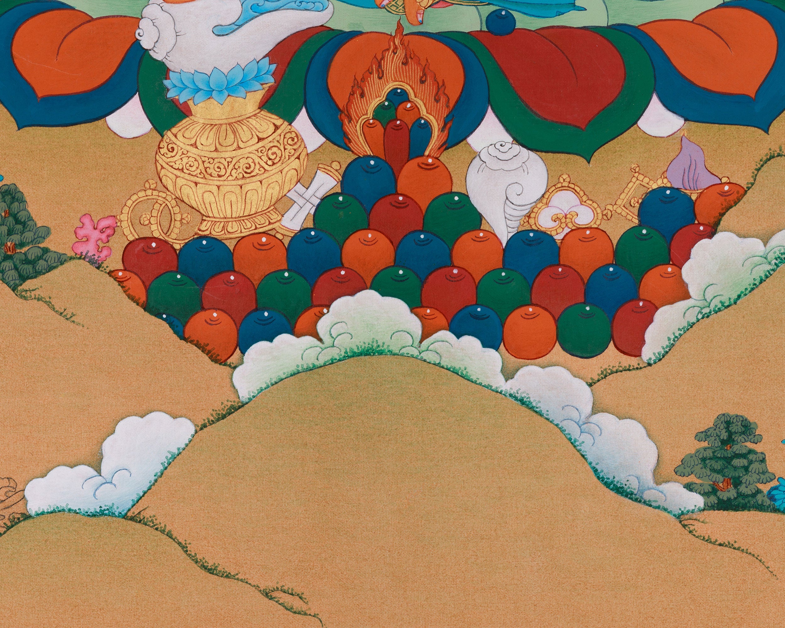 24 Inch Dzambhala Thangka | Buddhist God of Fortune and Protection