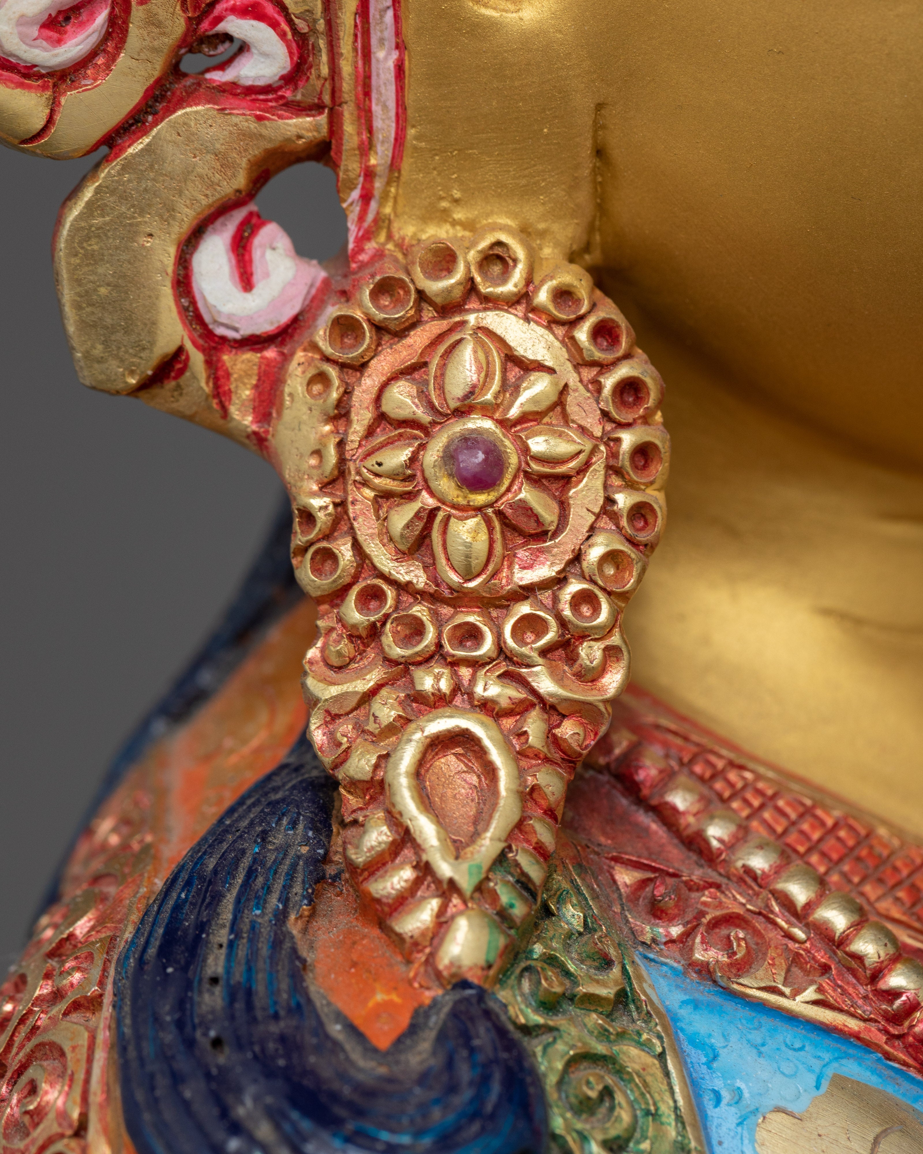 Guru Rinpoche A Tantric Master Colored Statue | Embodiment of Wisdom and Power
