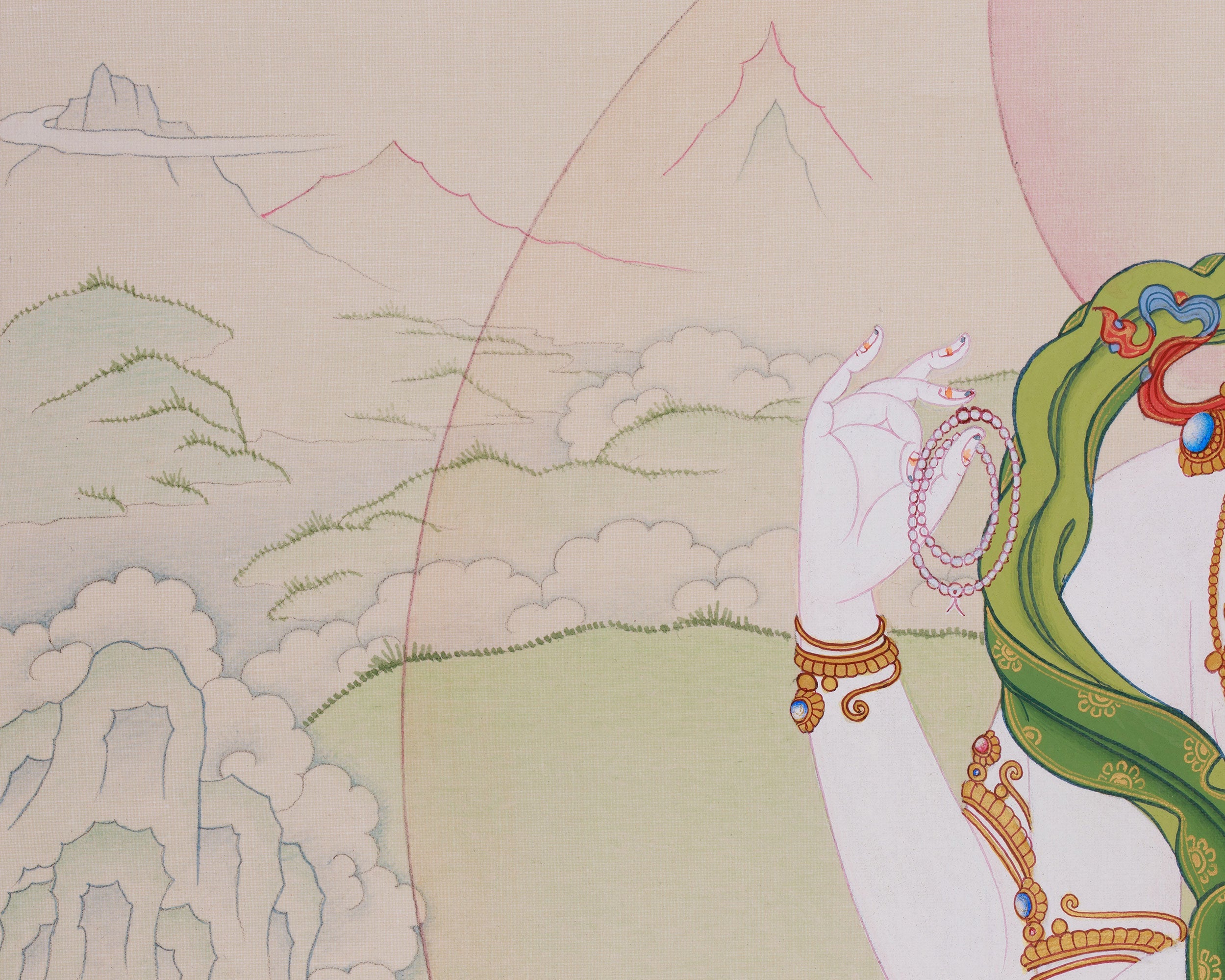 Divine Bodhisattva Chenrezig Painting | Symbol of Mercy and Protection