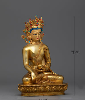 Gold Crown Shakyamuni Buddha Statue | Traditionally Hand-crafted Idol