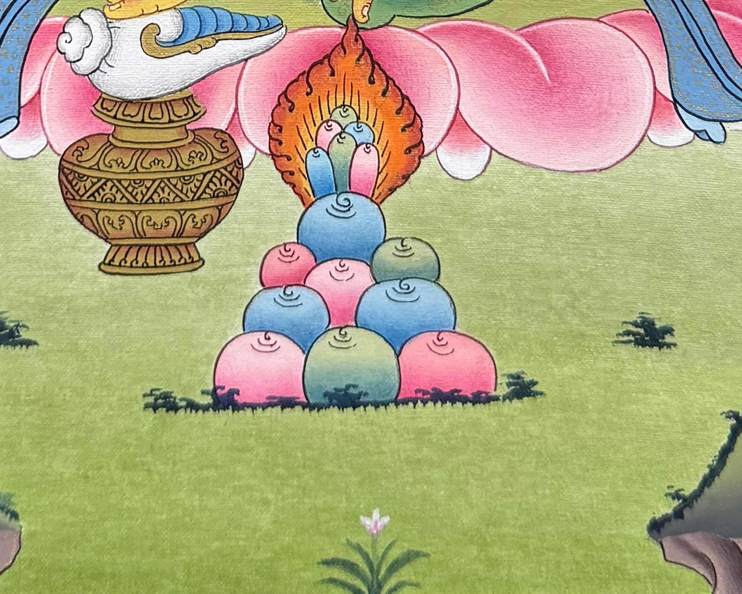 Dzambhala Thangka With Brocade | Symbol of Prosperity and Abundance