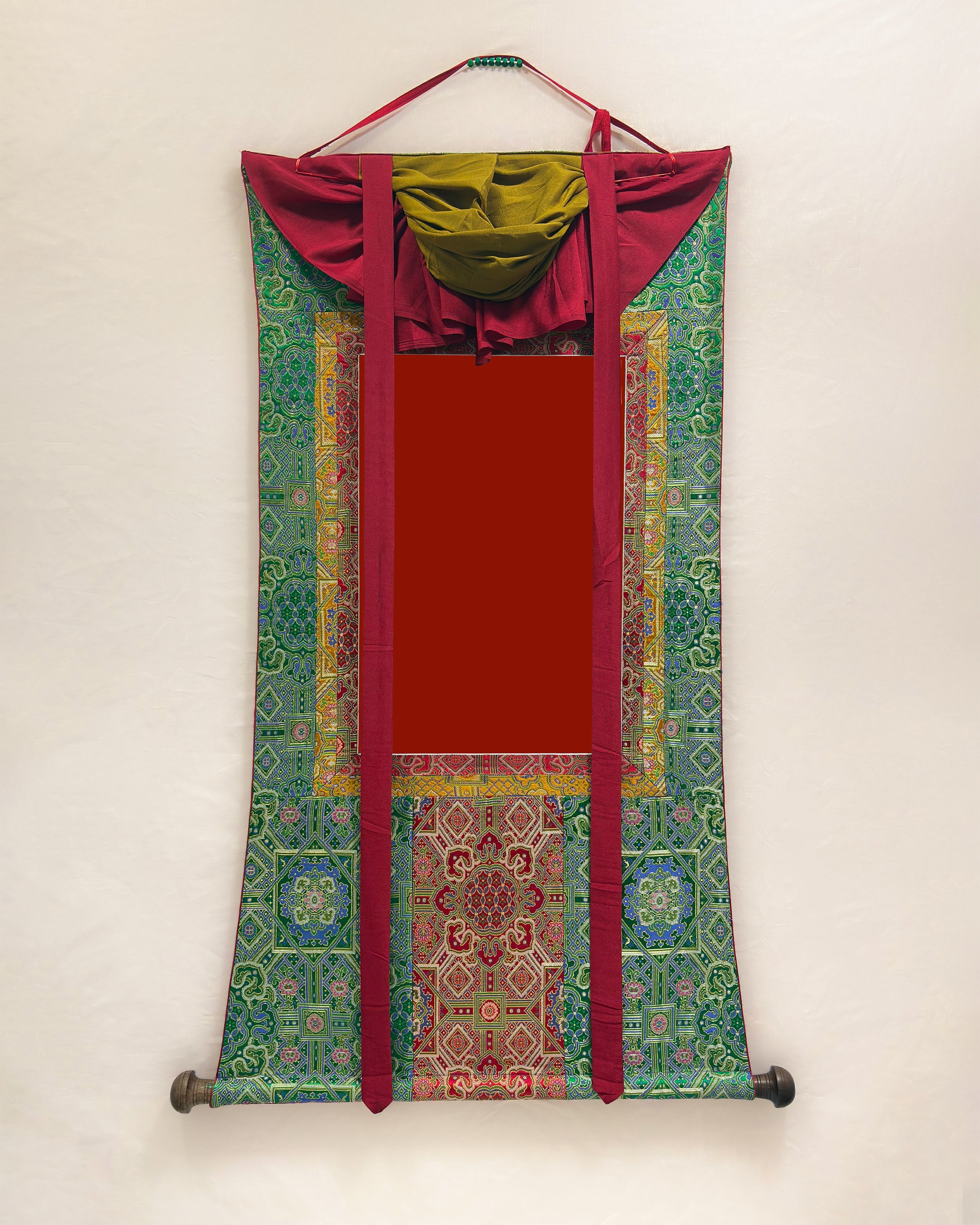 Banarasi Green and Red Silk Brocade | Khuchen with Premium Veil