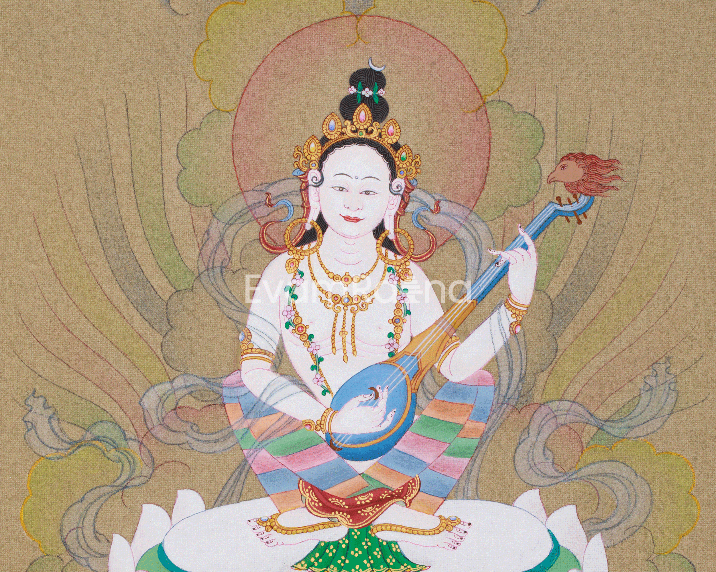 Original Goddess Saraswati Painting | Deity of Arts, Knowledge, and Music