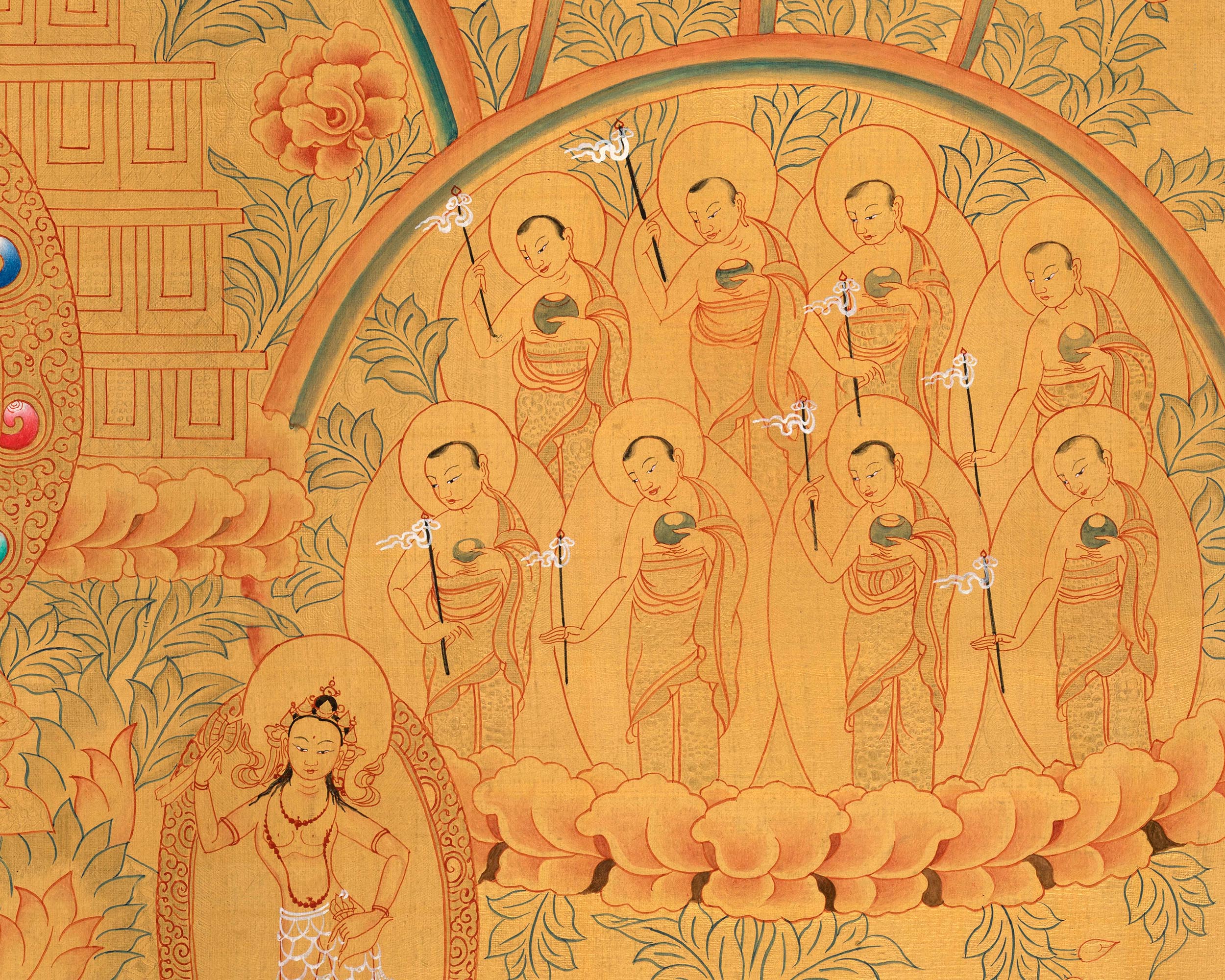 Guru Rinpoche Consort Lineage Tree Thangka Print | Enlightened Blessings | Buddhist Gift Ideas