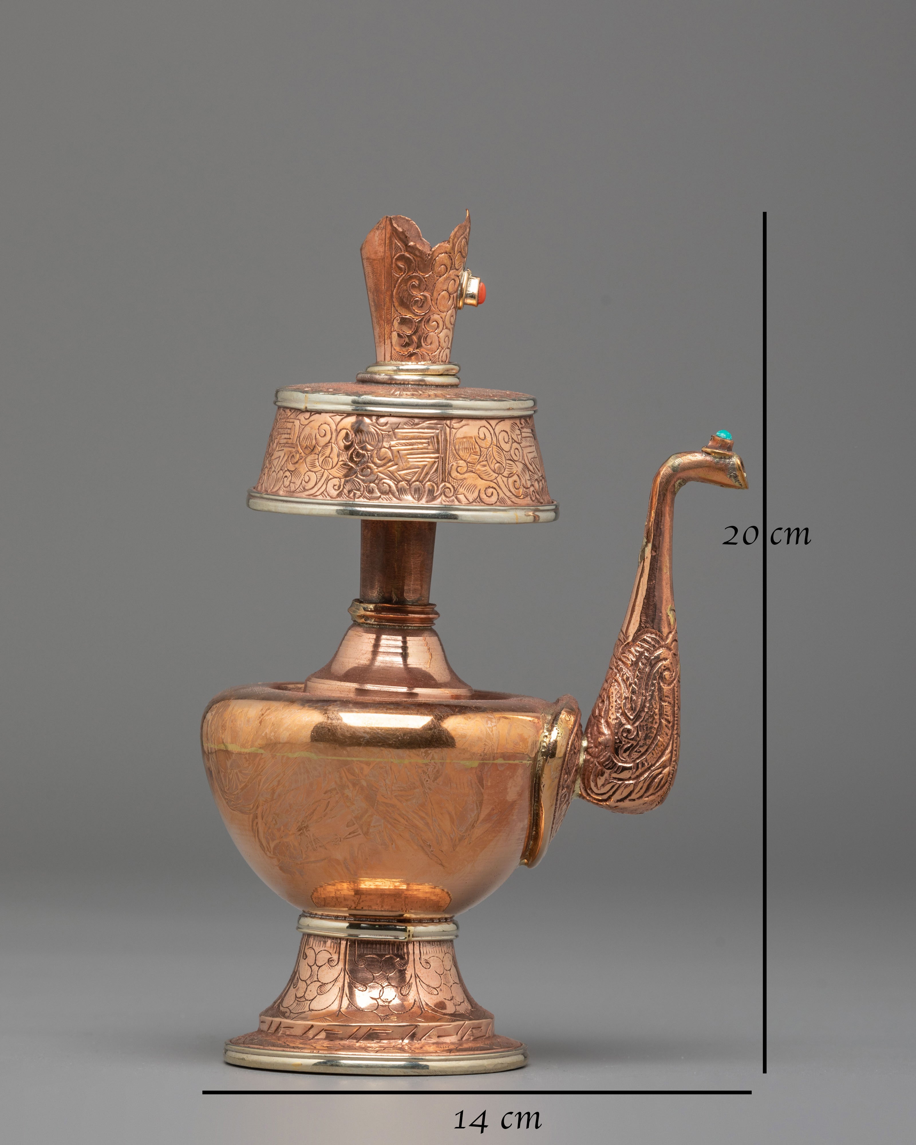Sacred Bhumba Ritual Vessel | Copper & White Metal Vessel for Spiritual Ceremonies