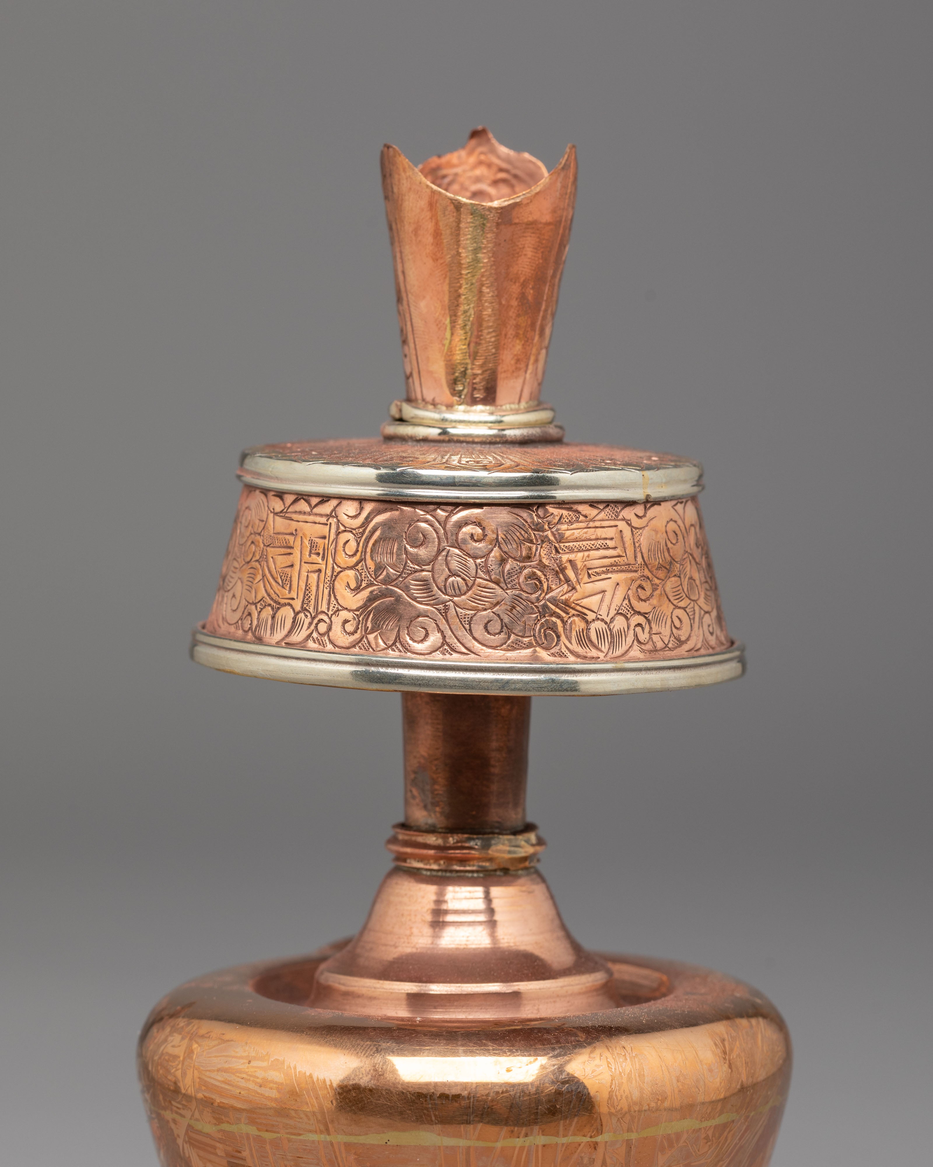 Sacred Bhumba Ritual Vessel | Copper & White Metal Vessel for Spiritual Ceremonies