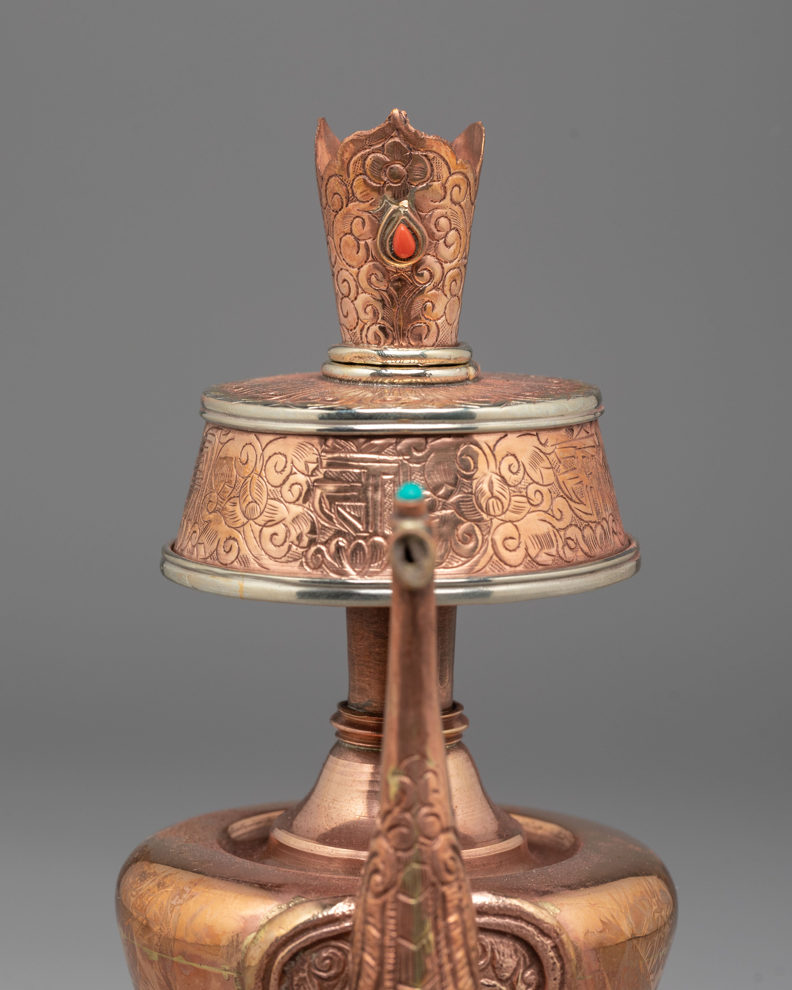Sacred Bhumba Ritual Vessel | Copper & White Metal Vessel for Spiritual Ceremonies