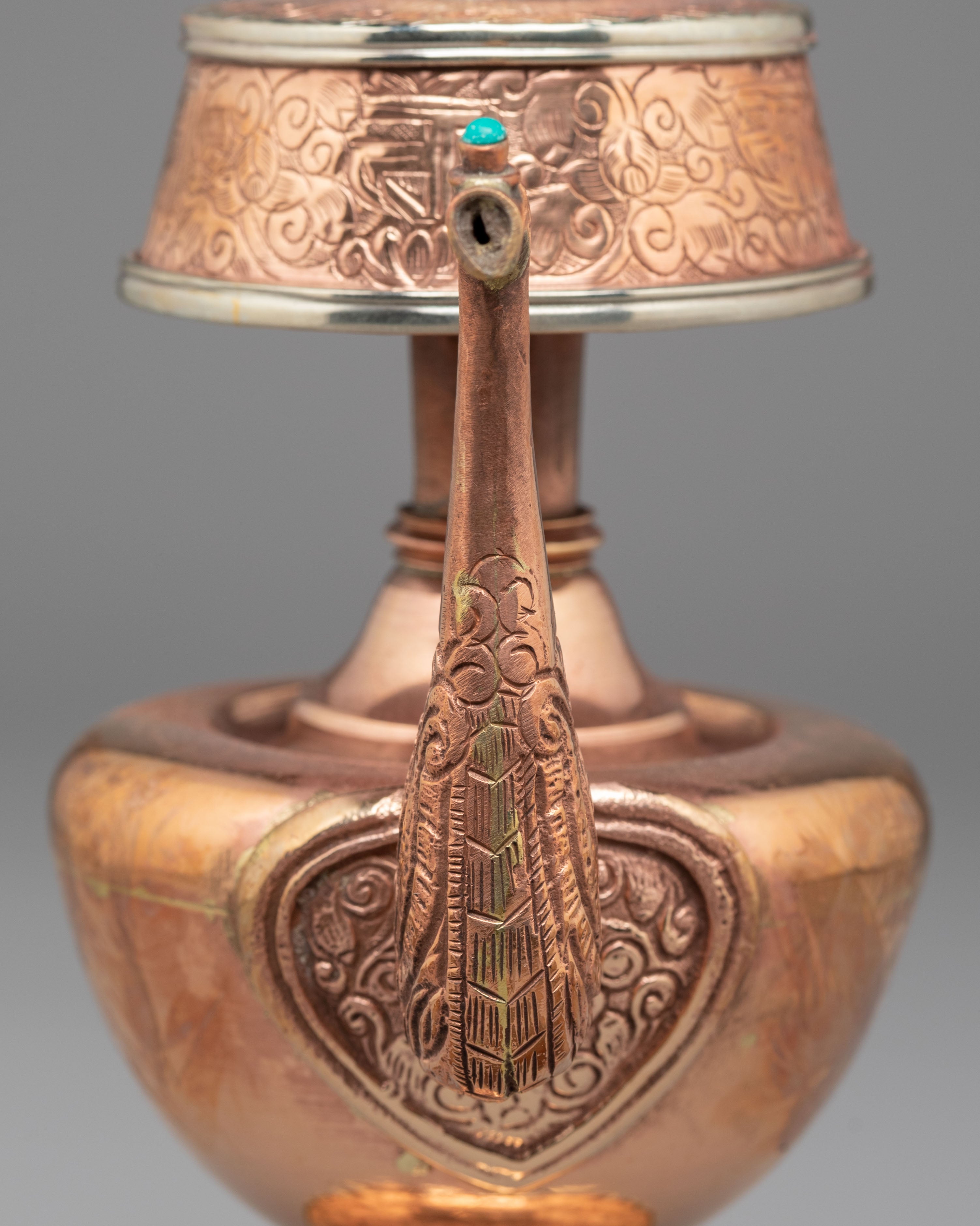 Sacred Bhumba Ritual Vessel | Copper & White Metal Vessel for Spiritual Ceremonies