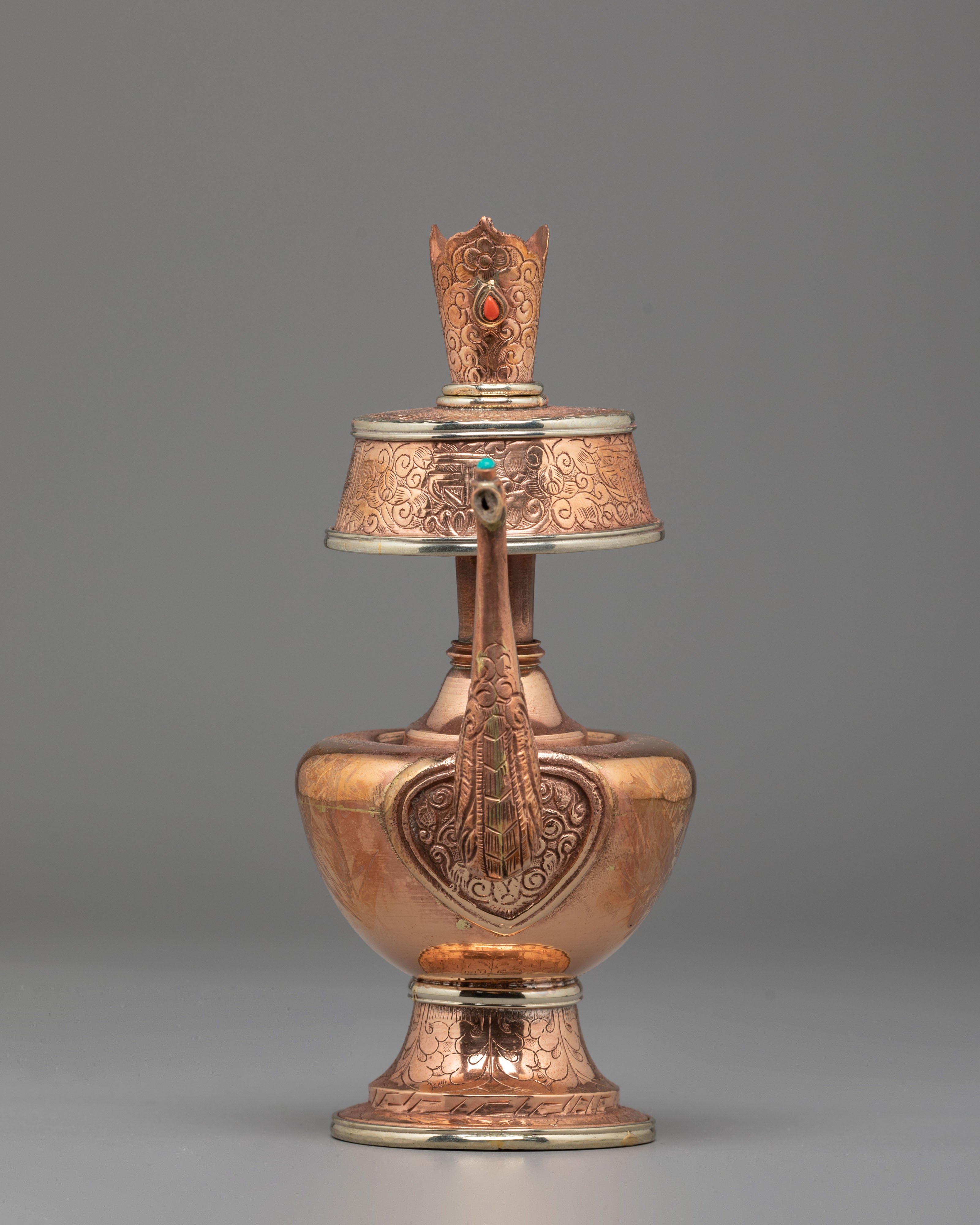 Sacred Bhumba Ritual Vessel | Copper & White Metal Vessel for Spiritual Ceremonies