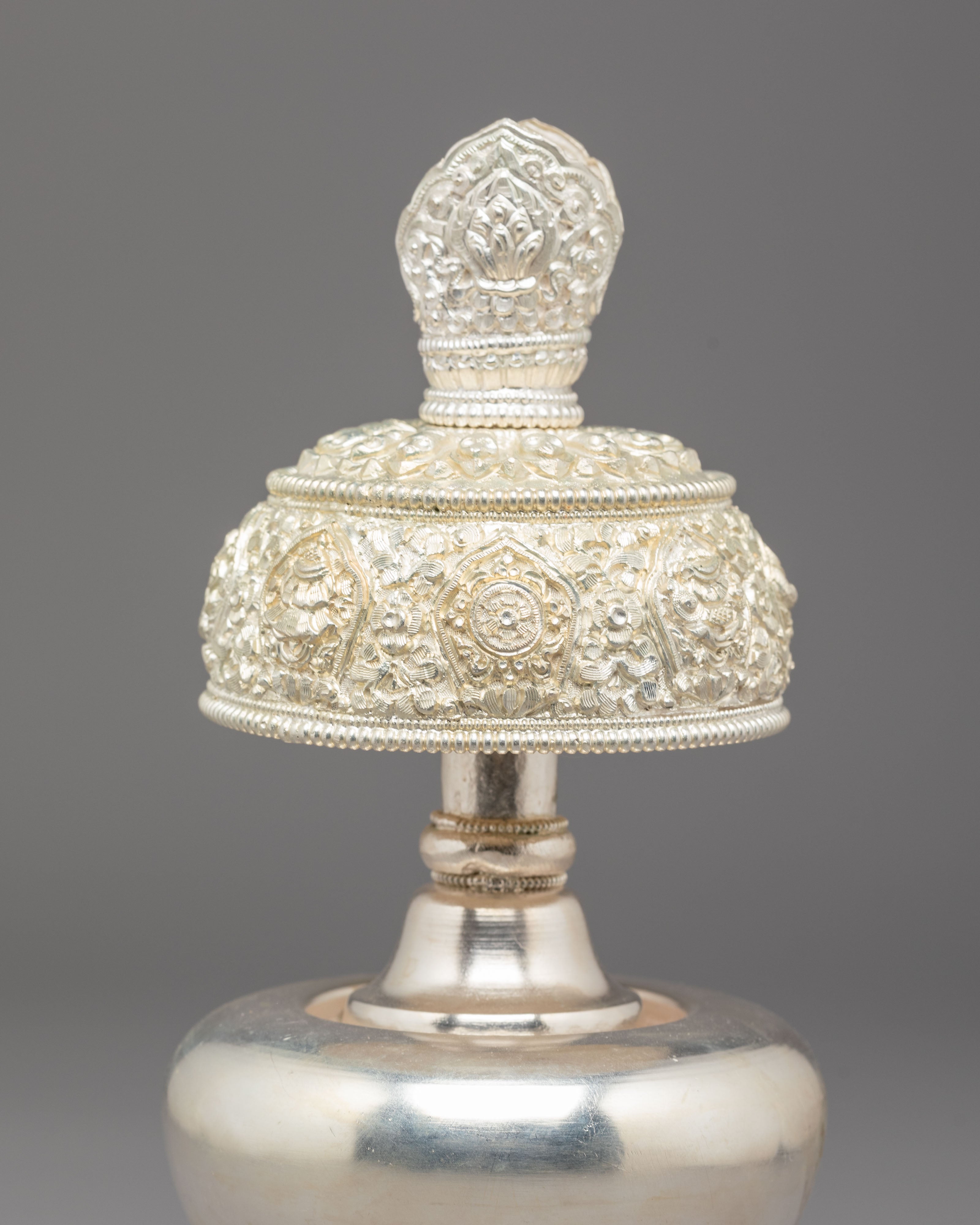 Handmade Buddhist Ritual Bhumba | Traditional Sacred Silver Bhumba