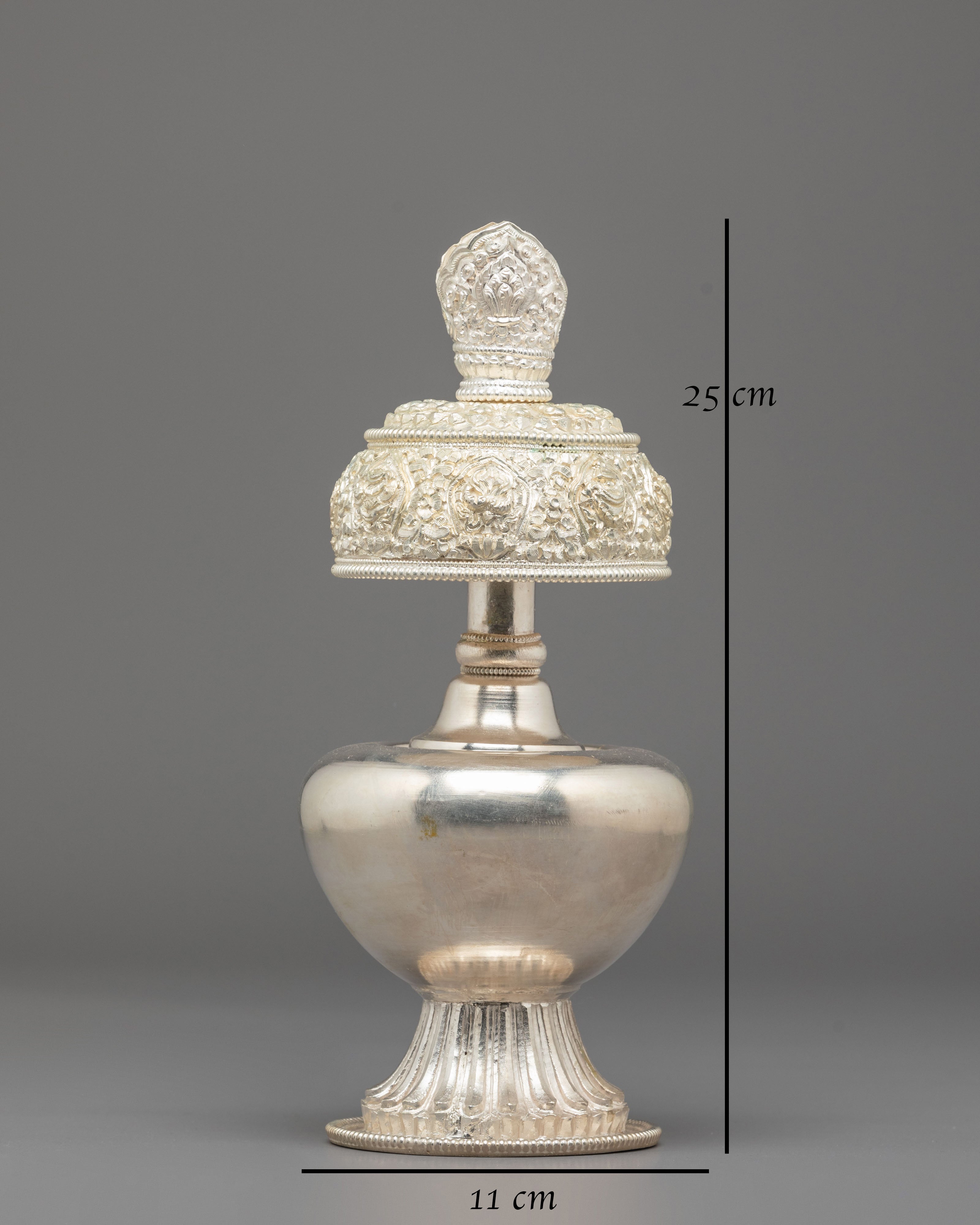 Handmade Buddhist Ritual Bhumba | Traditional Sacred Silver Bhumba