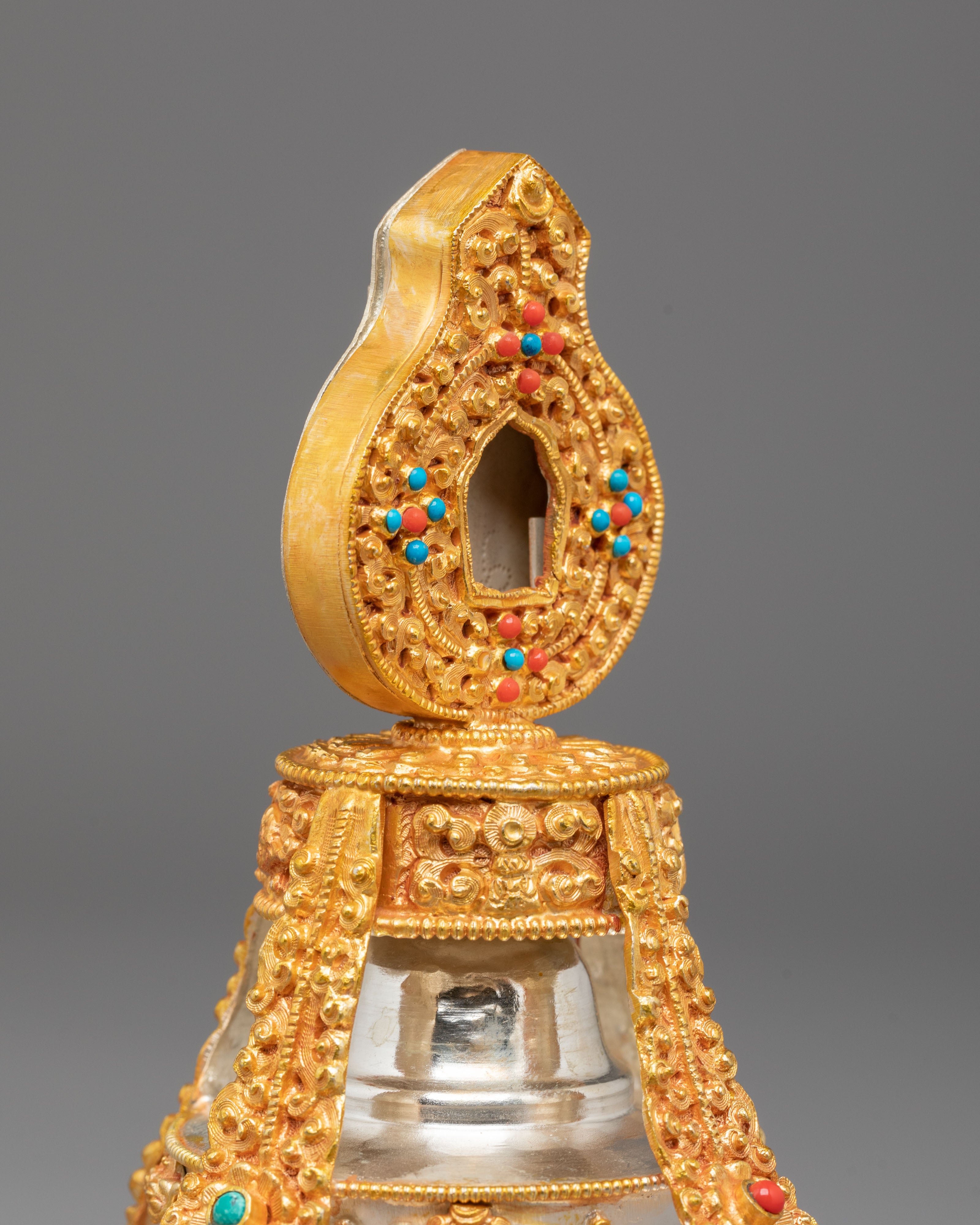 Handcrafted Life Vase Copper Art | Silver and Gold Plated Tibetan Sculpture